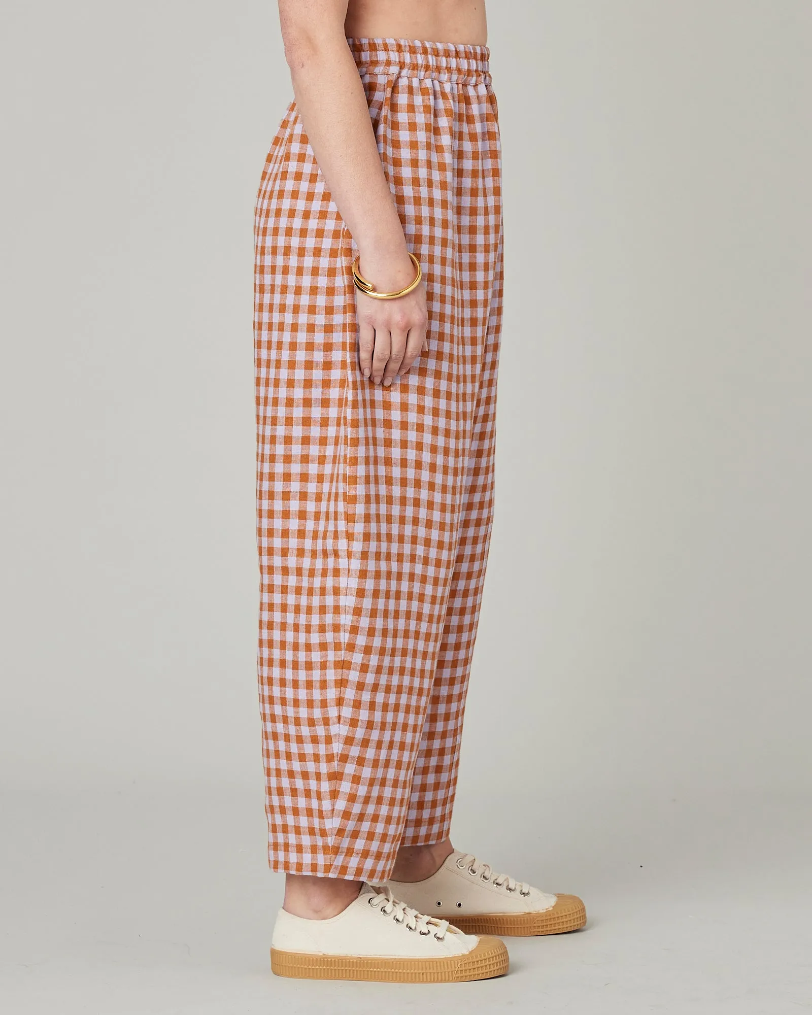 Mabel Saffron Gingham Linen Trousers sold by Beyond Nine product image thumbnail 4