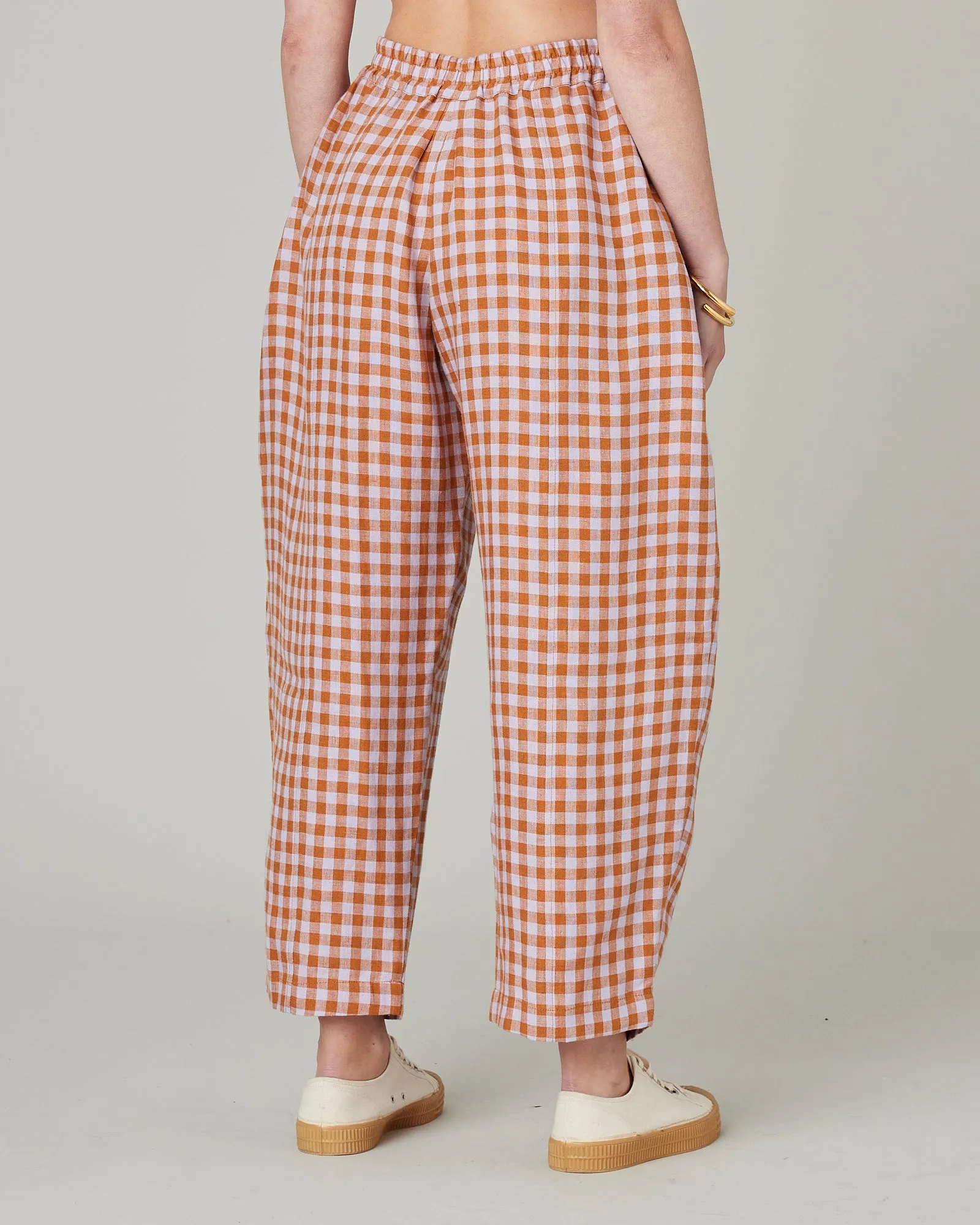 Mabel Saffron Gingham Linen Trousers sold by Beyond Nine product image thumbnail 3
