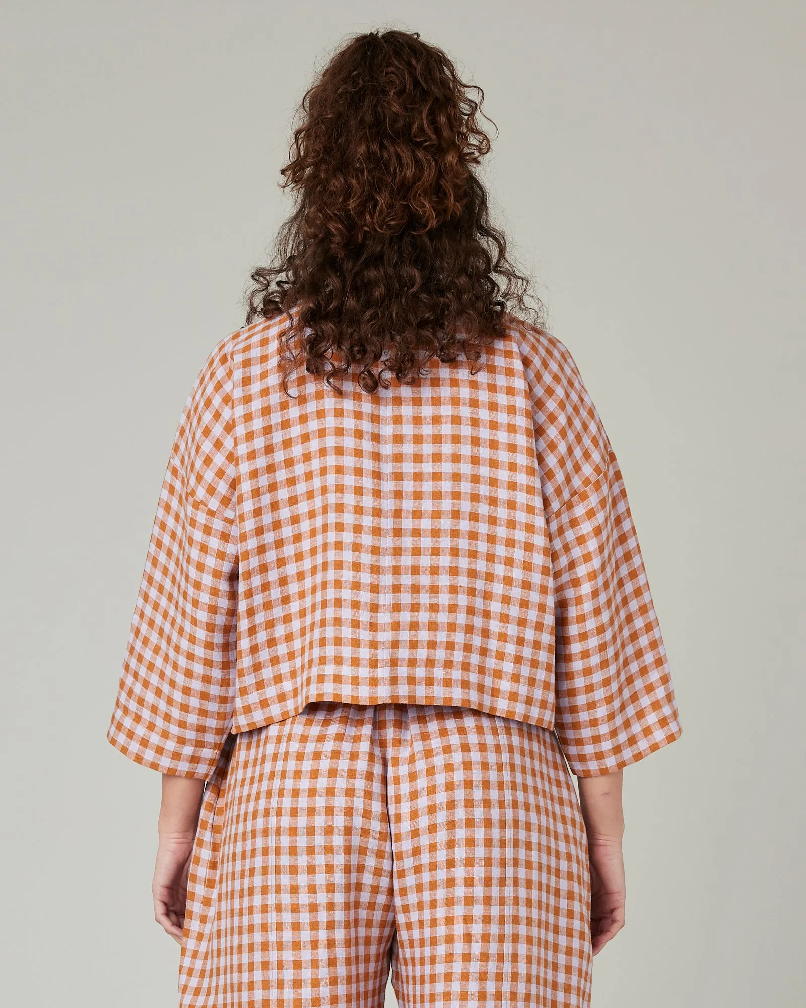 Lily Saffron Gingham Linen Top sold by Beyond Nine product image thumbnail 3