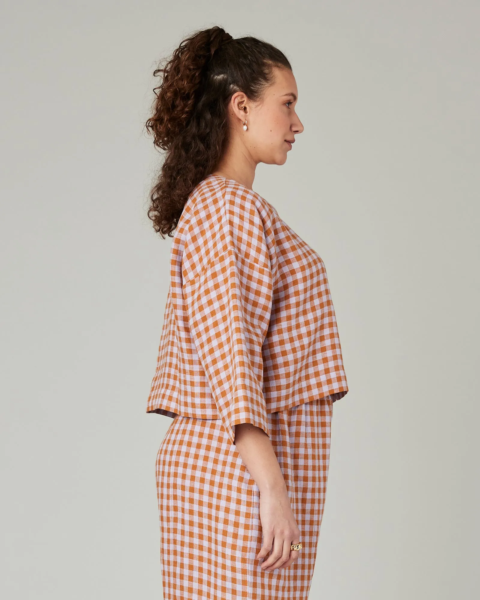 Lily Saffron Gingham Linen Top sold by Beyond Nine product image thumbnail 4
