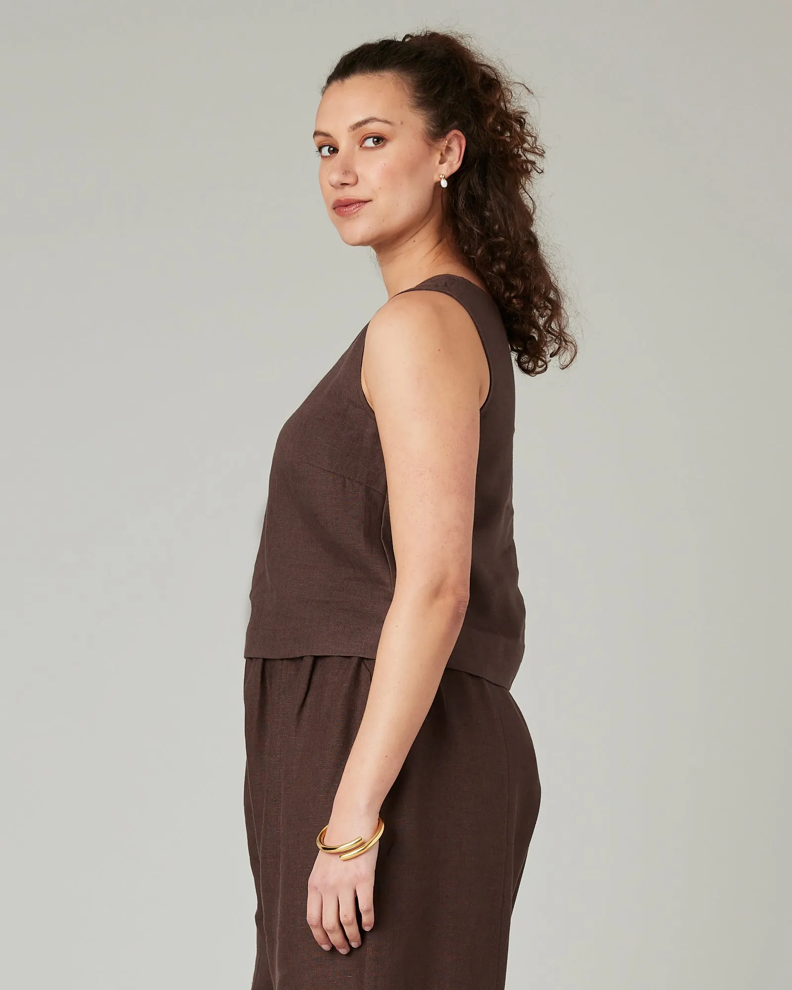 Esme Chocolate Linen Top sold by Beyond Nine product image thumbnail 2