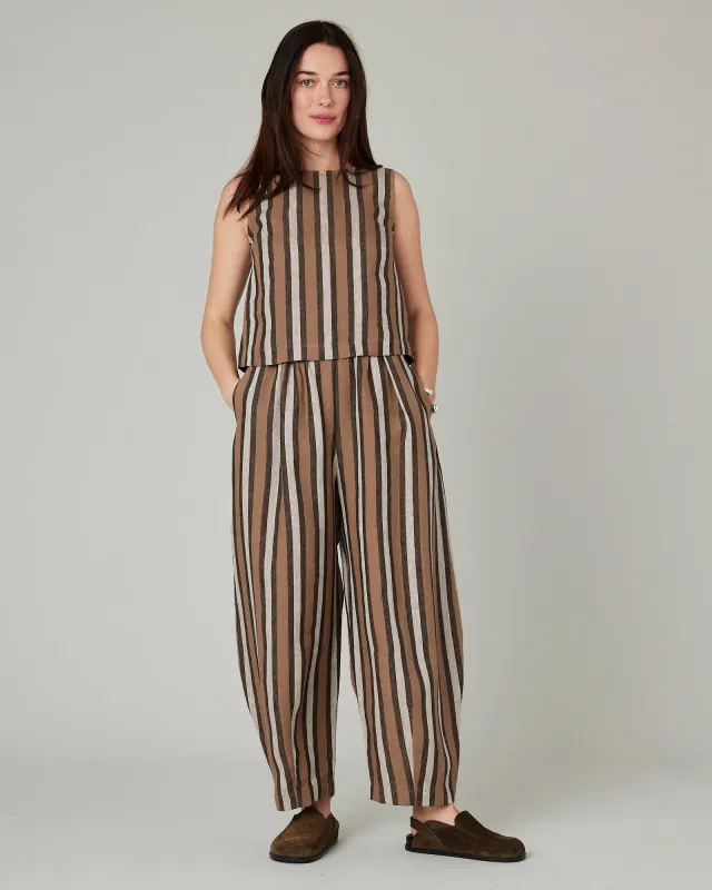 Daisy Pecan Stripe Linen Trousers sold by Beyond Nine