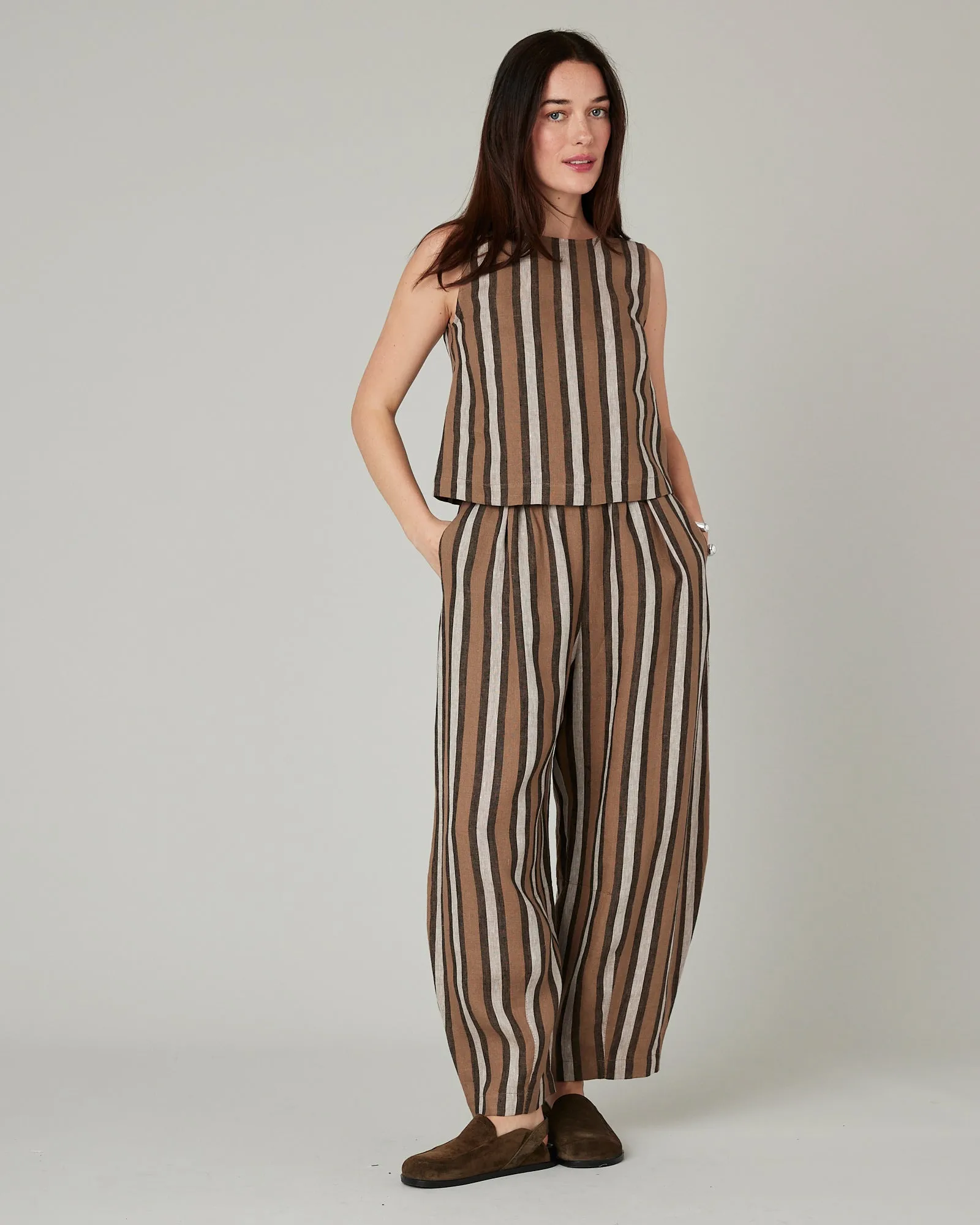 Esme Pecan Stripe Linen Top sold by Beyond Nine product image thumbnail 5