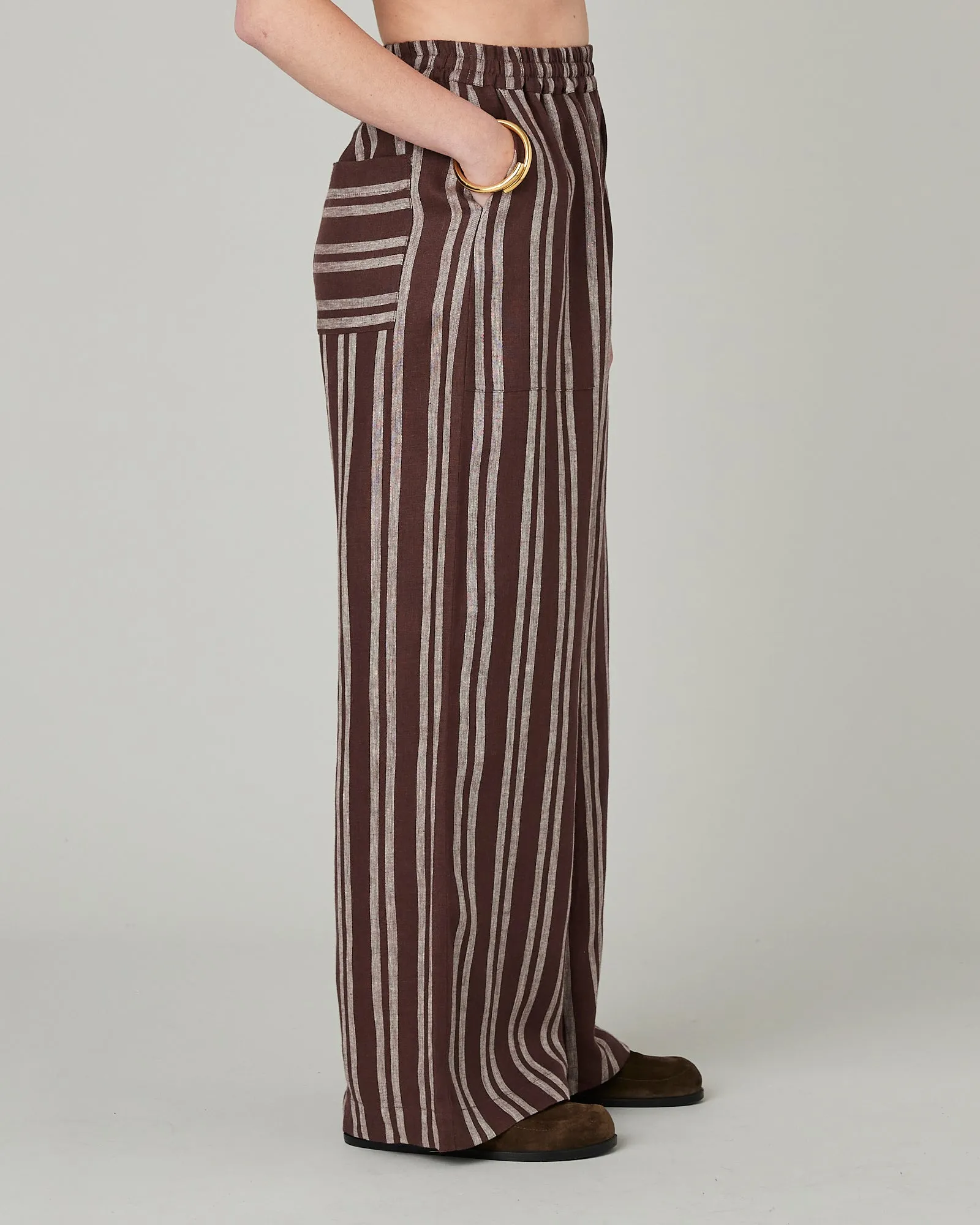 Lexi Coconut Stripe Linen Trousers sold by Beyond Nine product image thumbnail 4