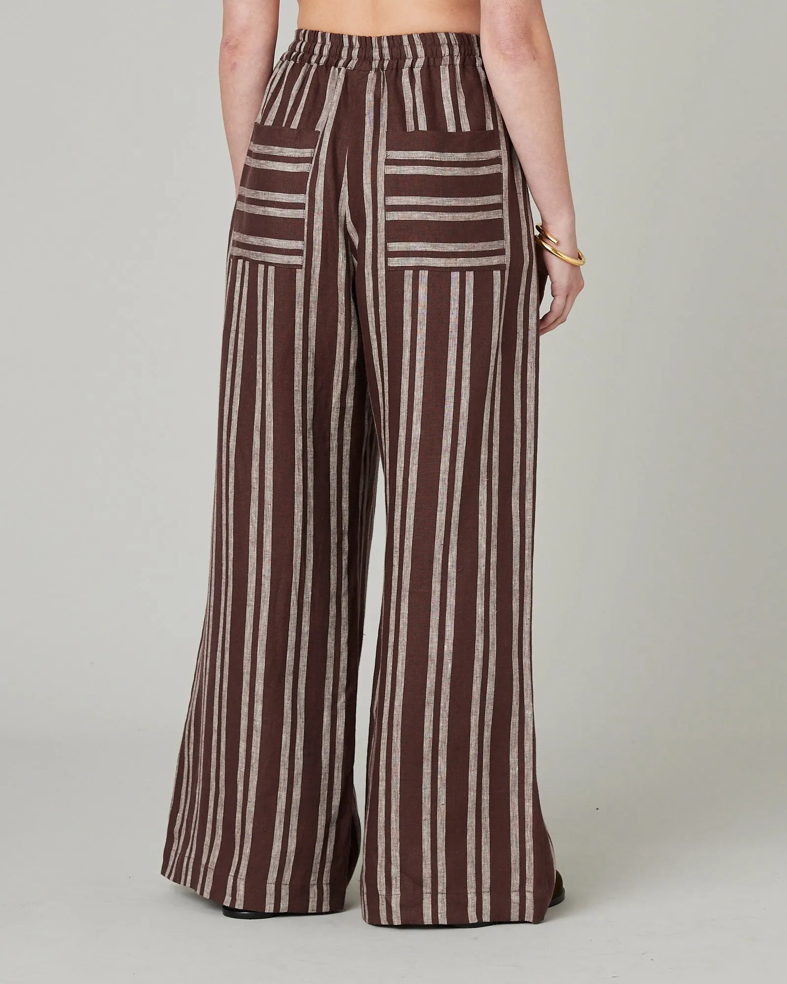 Lexi Coconut Stripe Linen Trousers sold by Beyond Nine product image thumbnail 3
