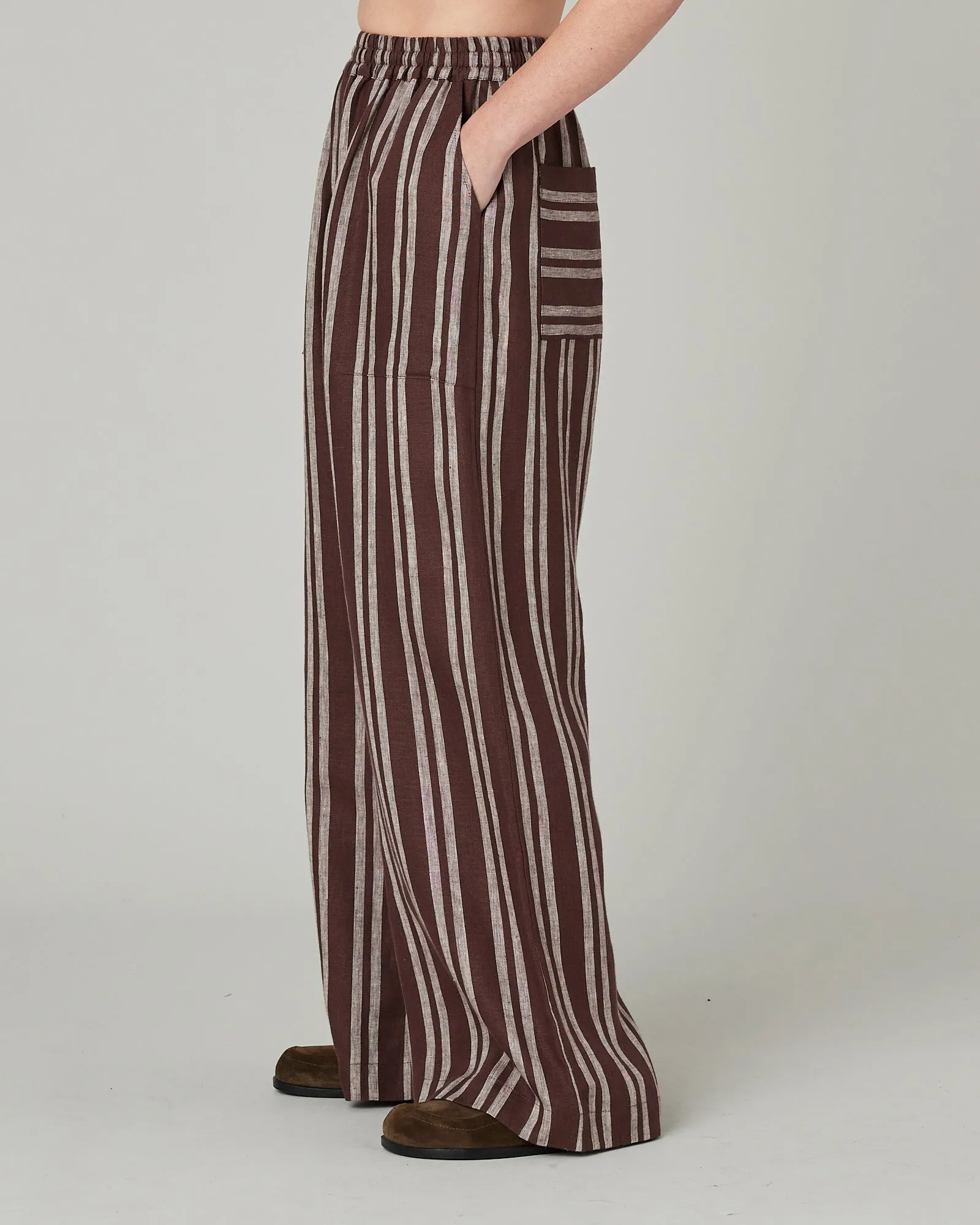 Lexi Coconut Stripe Linen Trousers sold by Beyond Nine product image thumbnail 2