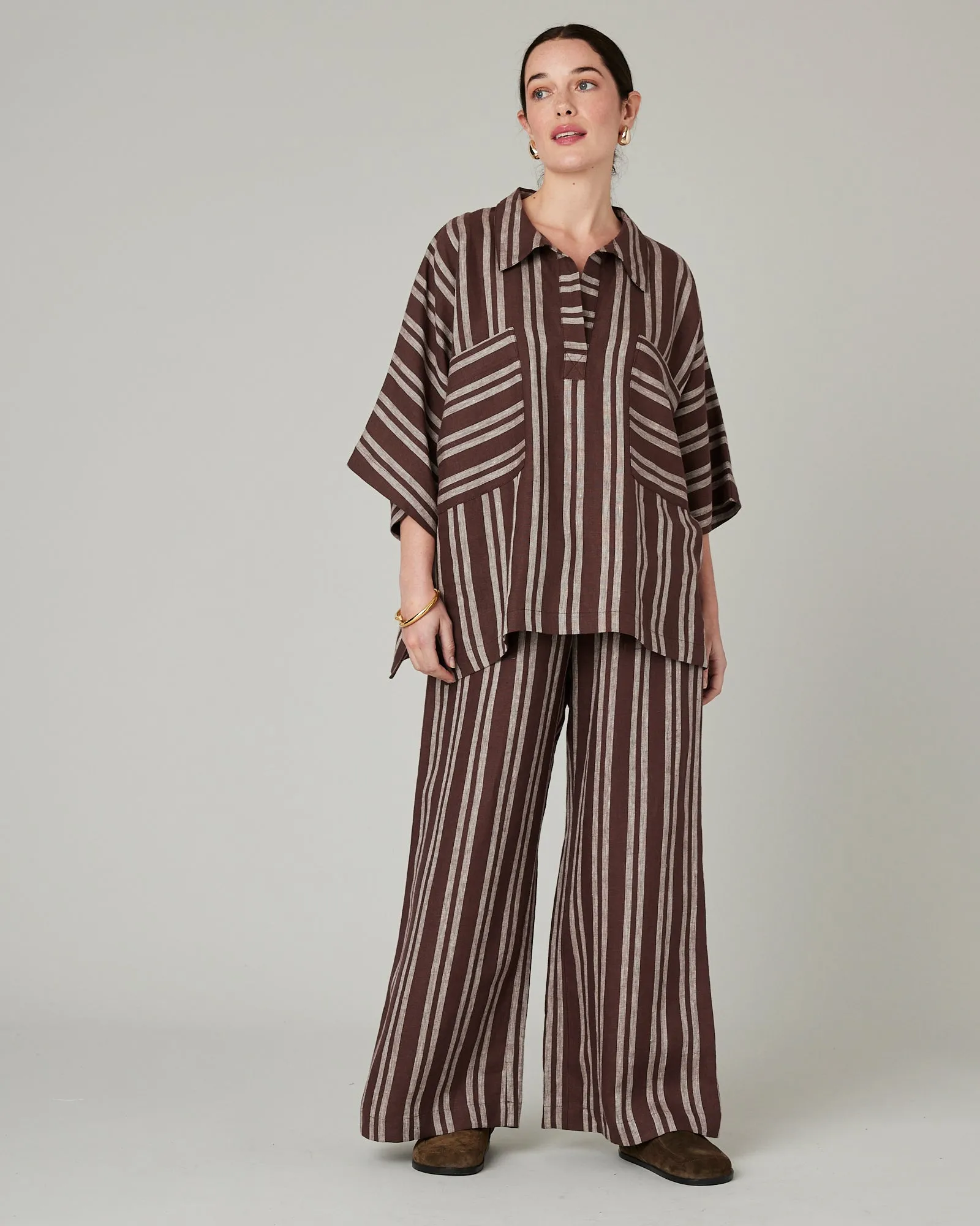 Lexi Coconut Stripe Linen Trousers sold by Beyond Nine product image thumbnail 5