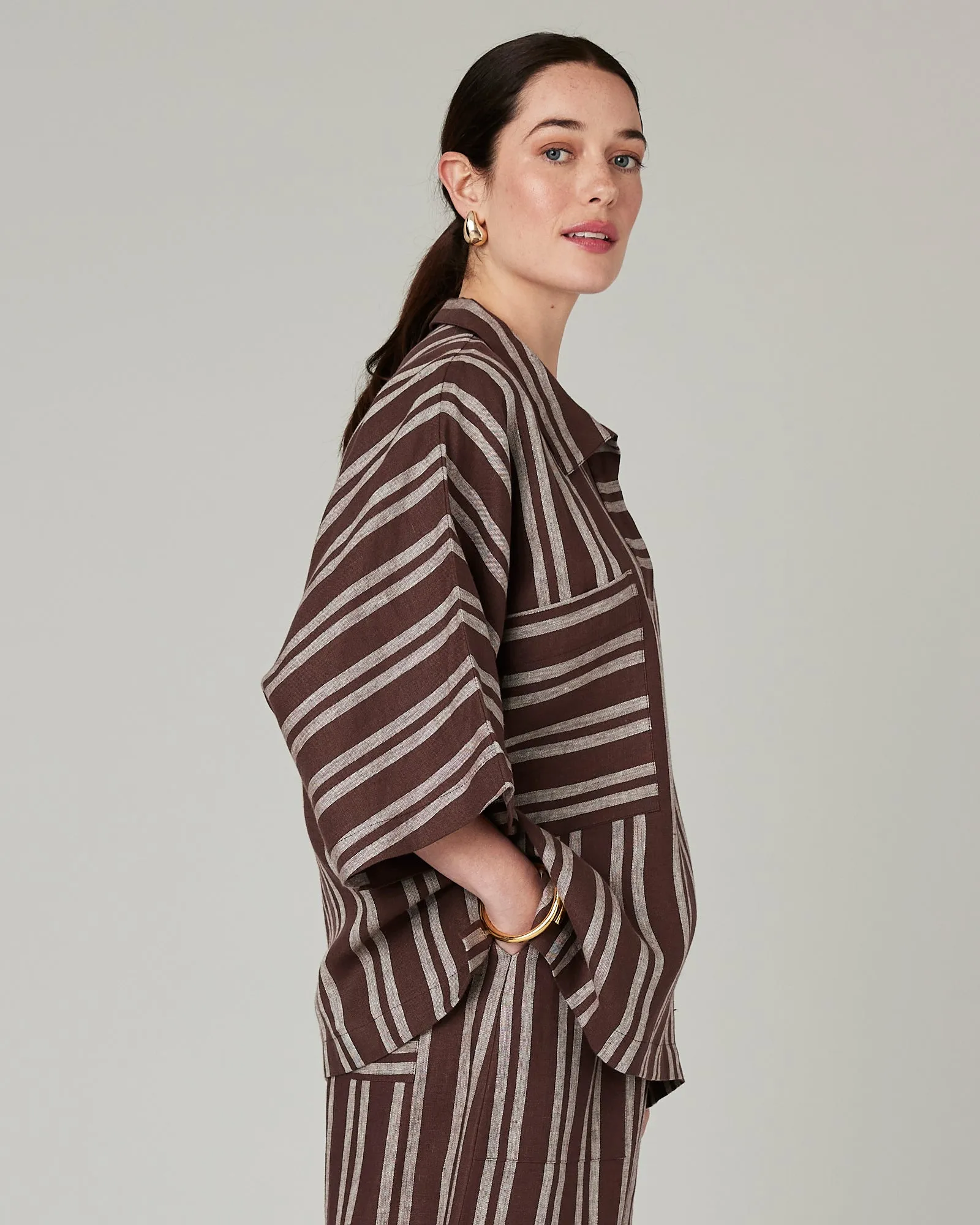 Cara Coconut Stripe Linen Shirt sold by Beyond Nine product image thumbnail 4