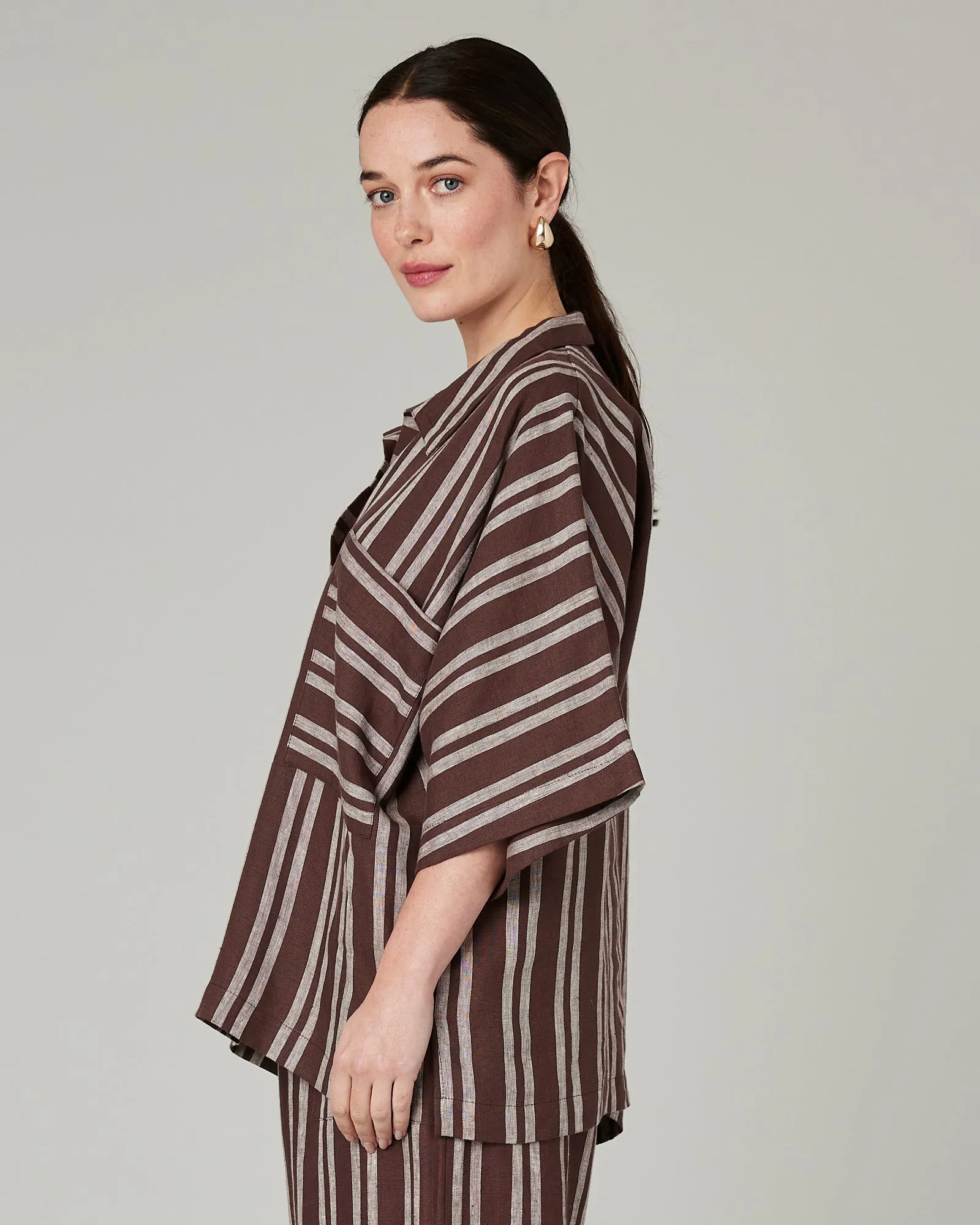 Cara Coconut Stripe Linen Shirt sold by Beyond Nine product image thumbnail 2