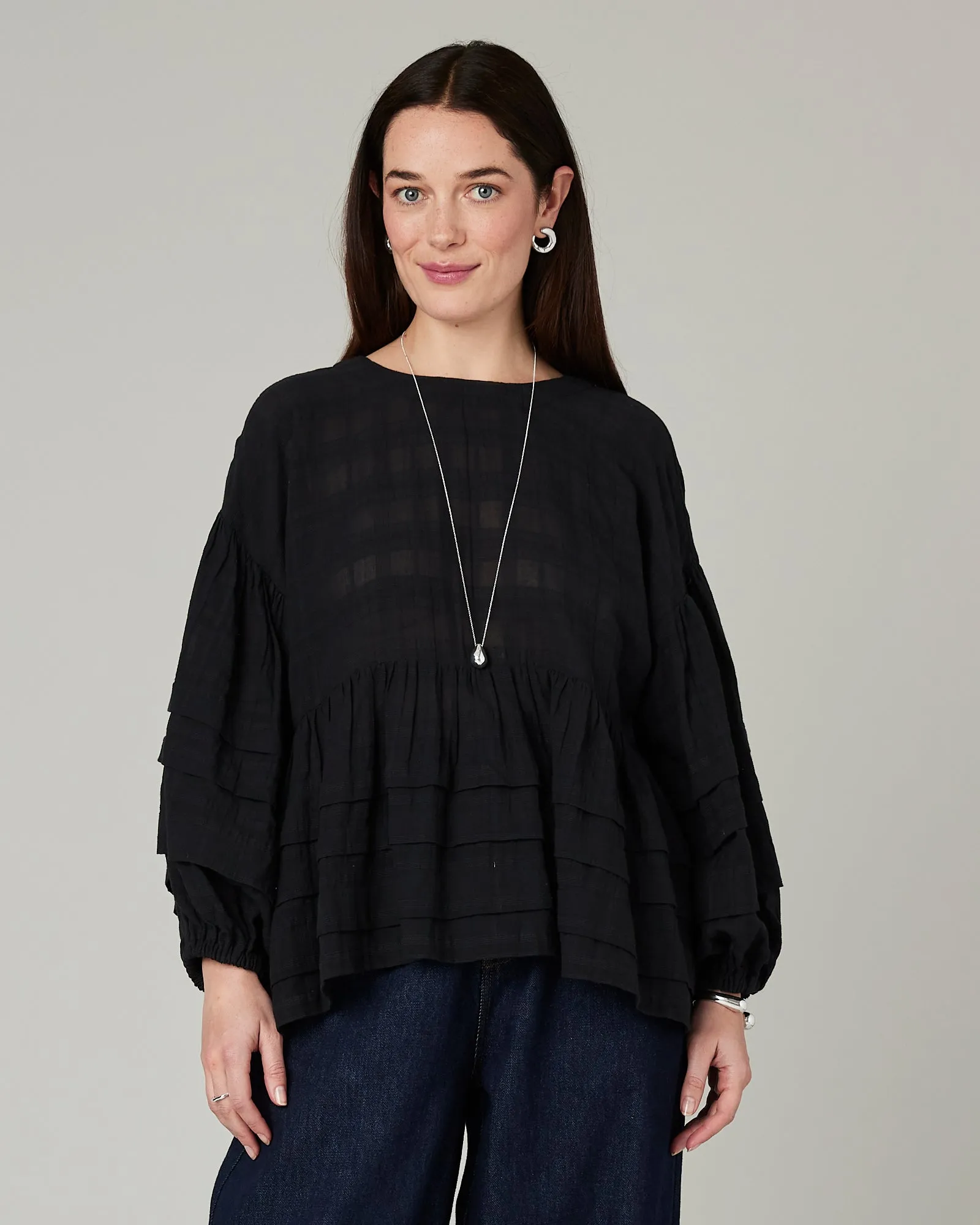 Simone Black Cotton Top sold by Beyond Nine