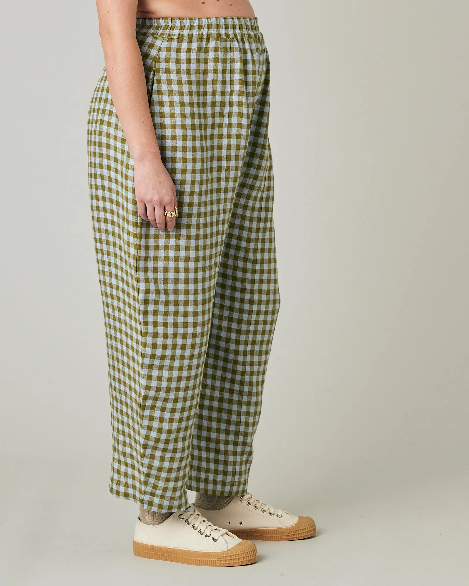 Mabel Meadow Check Linen Trousers sold by Beyond Nine product image thumbnail 5