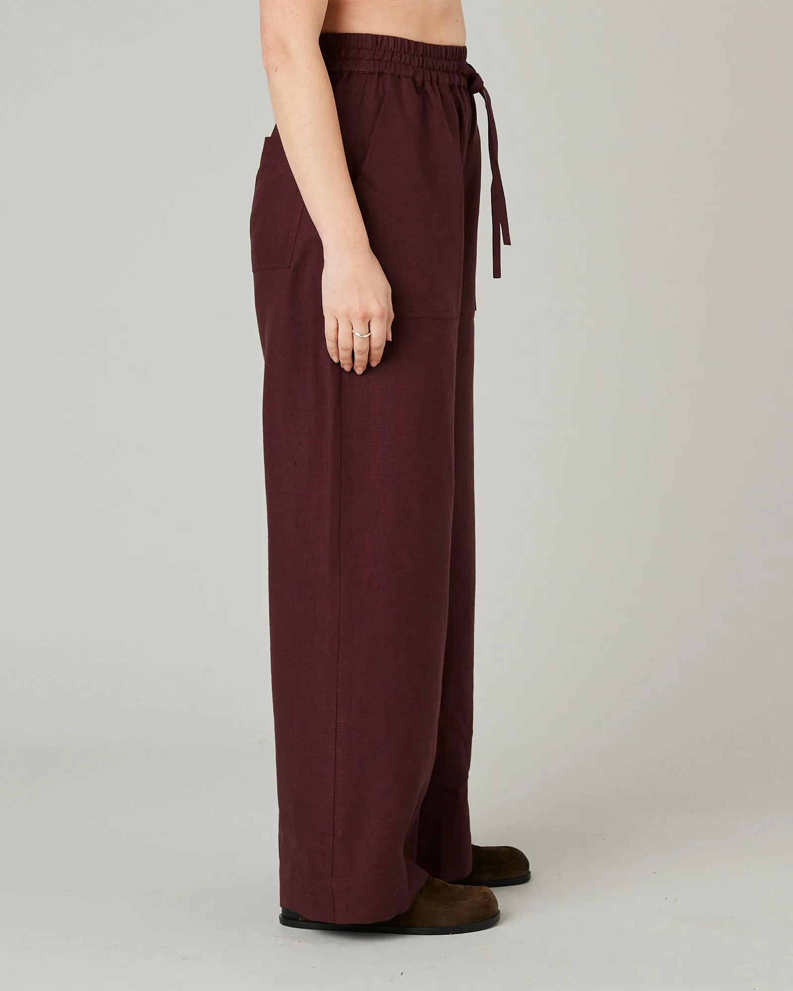 Lexi Burgundy Linen Trousers sold by Beyond Nine product image thumbnail 4
