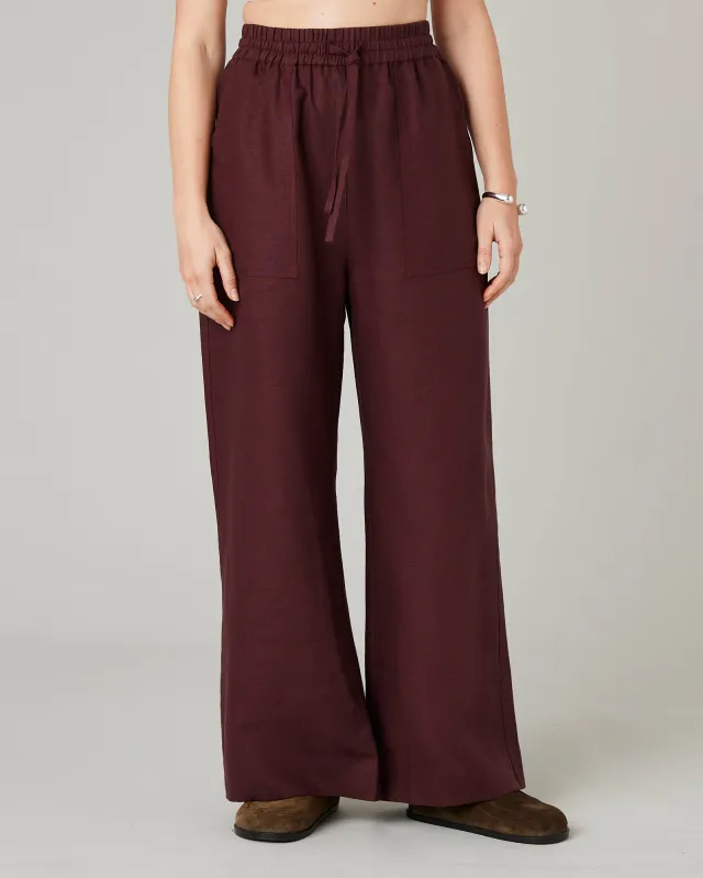 Lexi Burgundy Linen Trousers sold by Beyond Nine