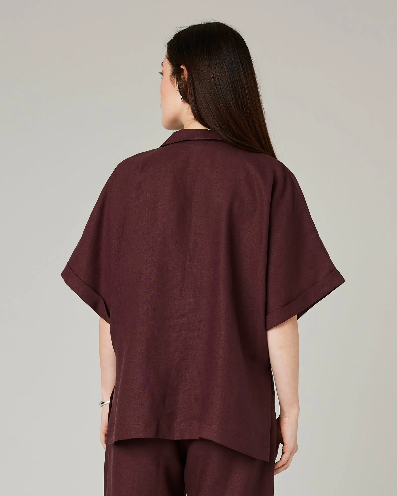 Cara Burgundy Linen Shirt sold by Beyond Nine product image thumbnail 3