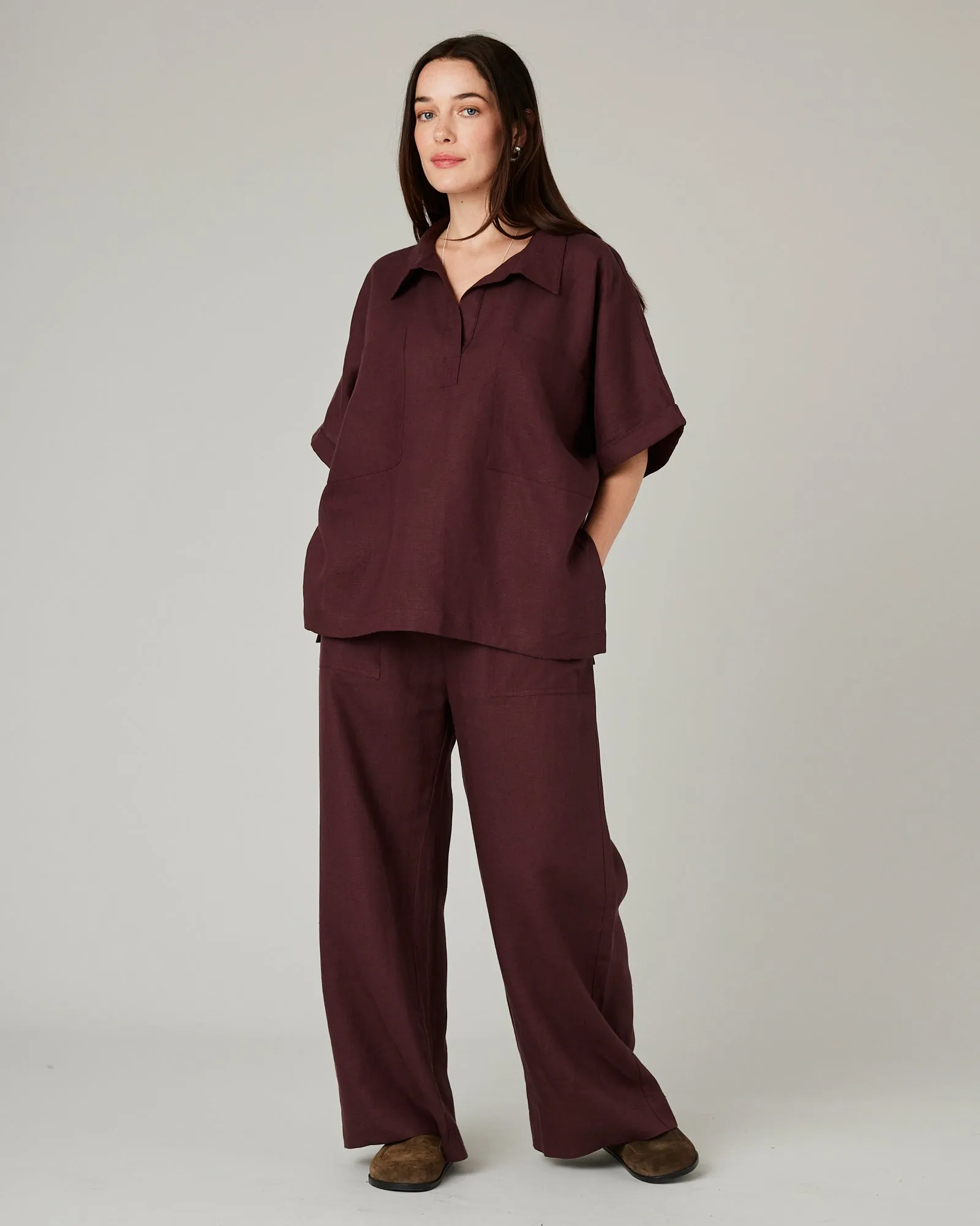 Cara Burgundy Linen Shirt sold by Beyond Nine product image thumbnail 5