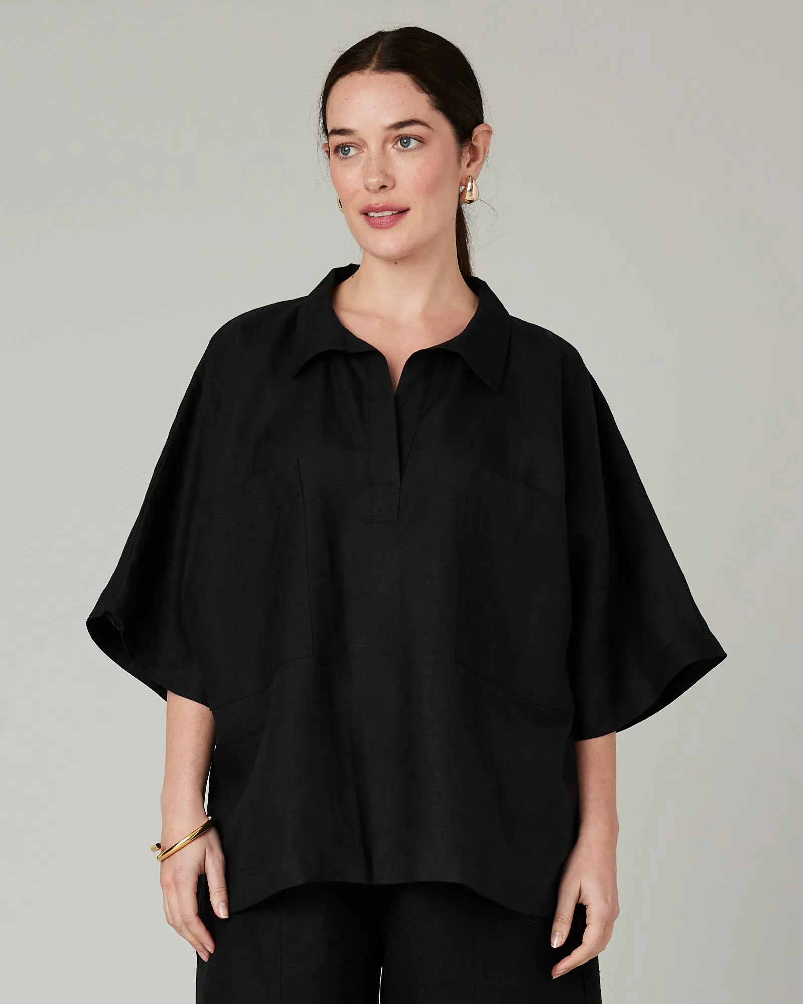 Cara Black Linen Shirt sold by Beyond Nine