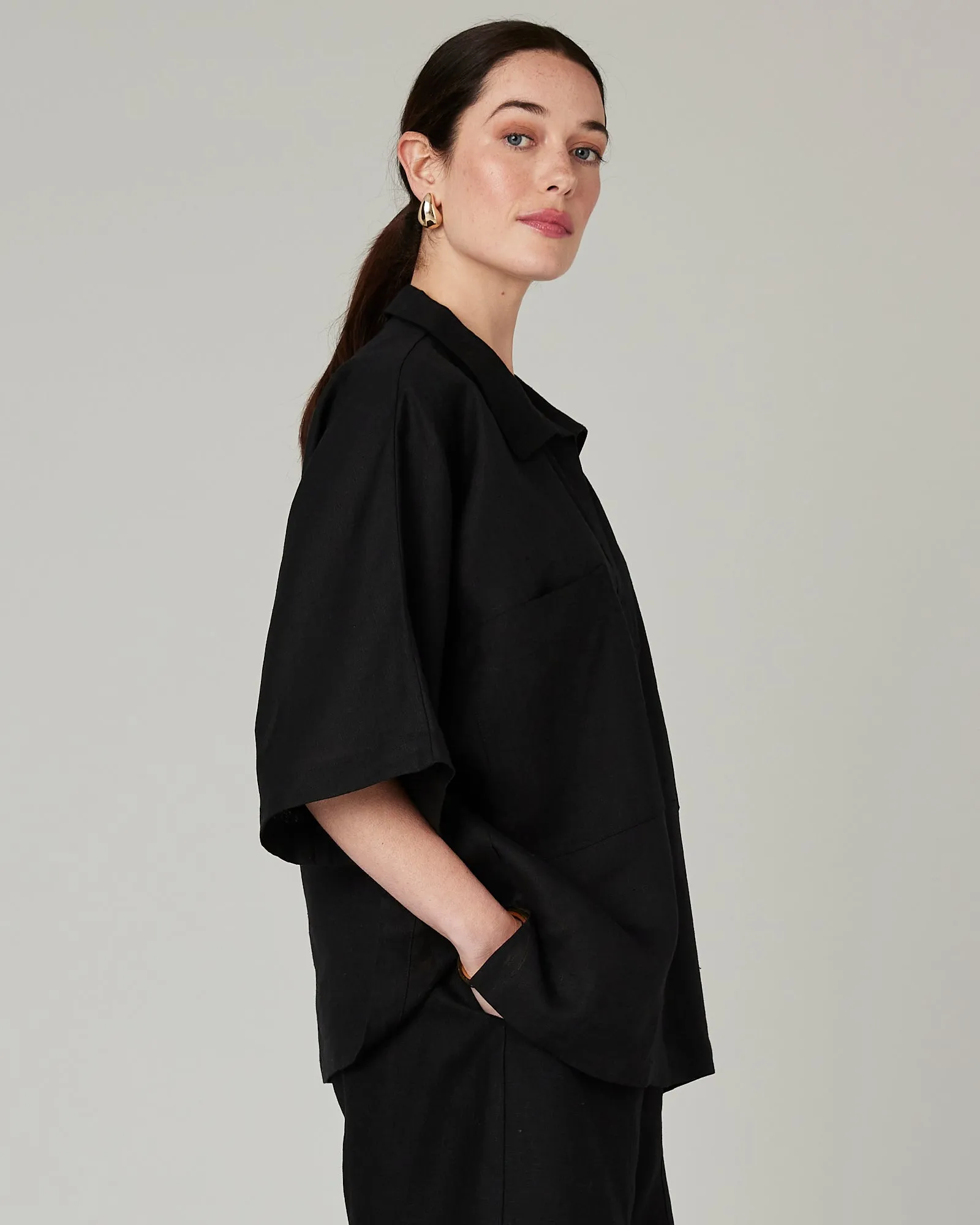 Cara Black Linen Shirt sold by Beyond Nine product image thumbnail 4