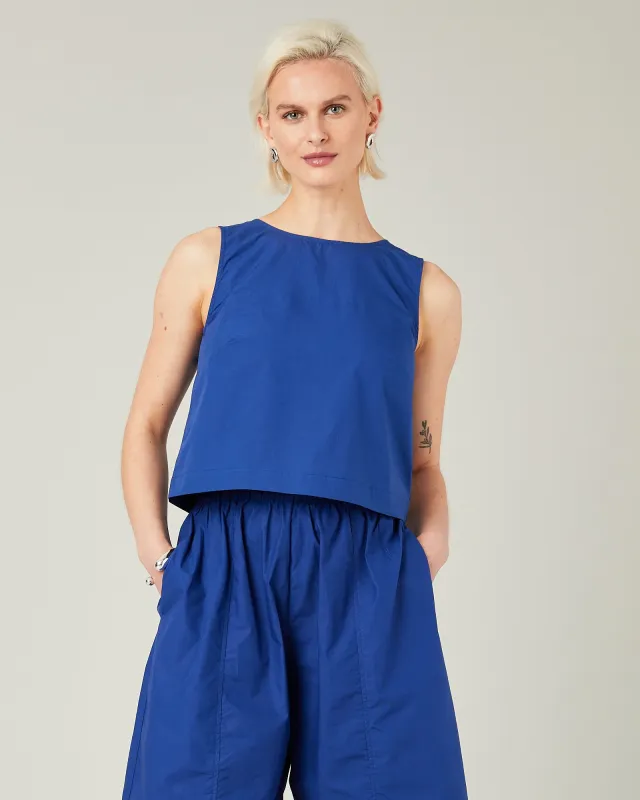 Esme Cobalt Cotton Poplin Top sold by Beyond Nine