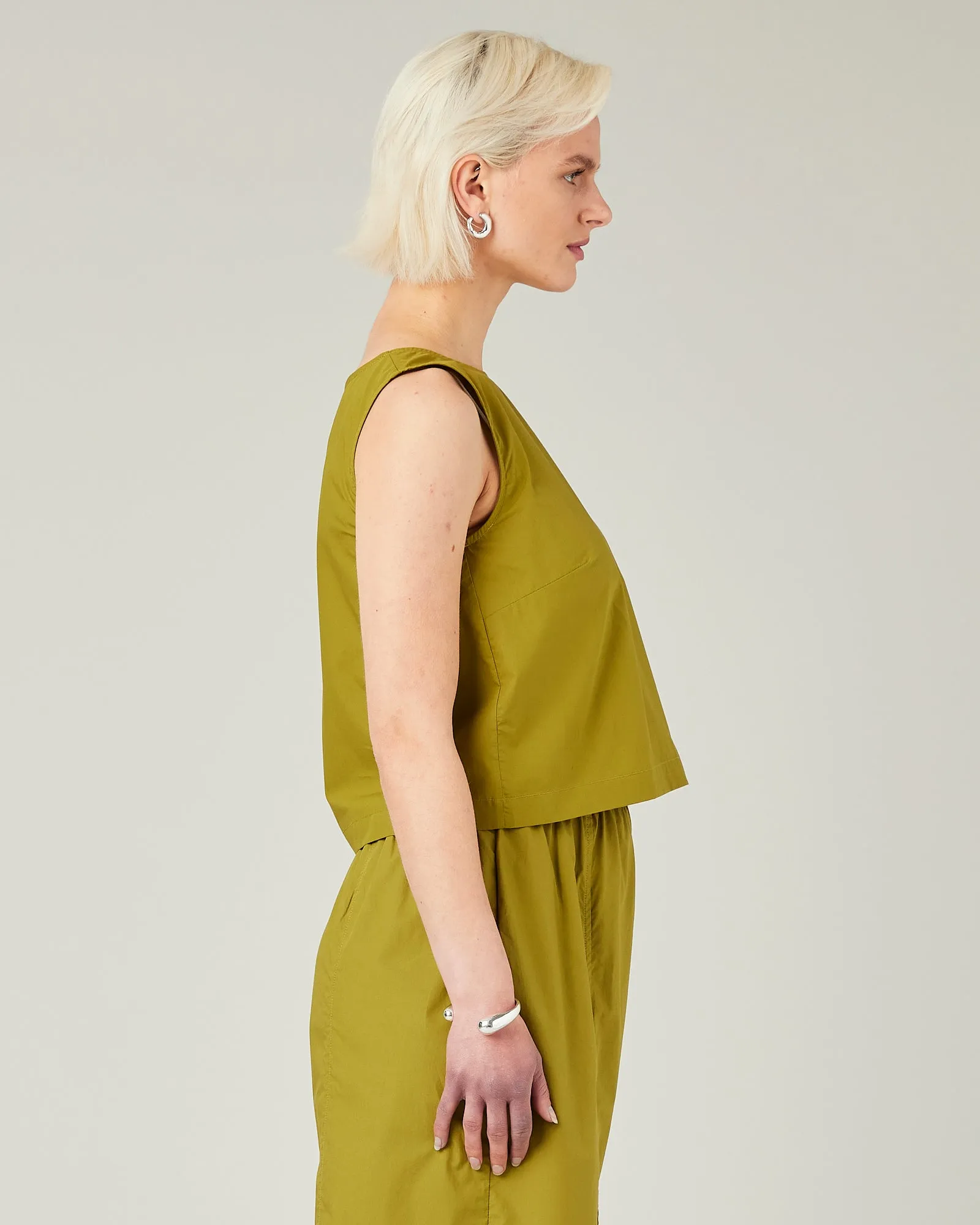Esme Olive Cotton Poplin Top sold by Beyond Nine product image thumbnail 4