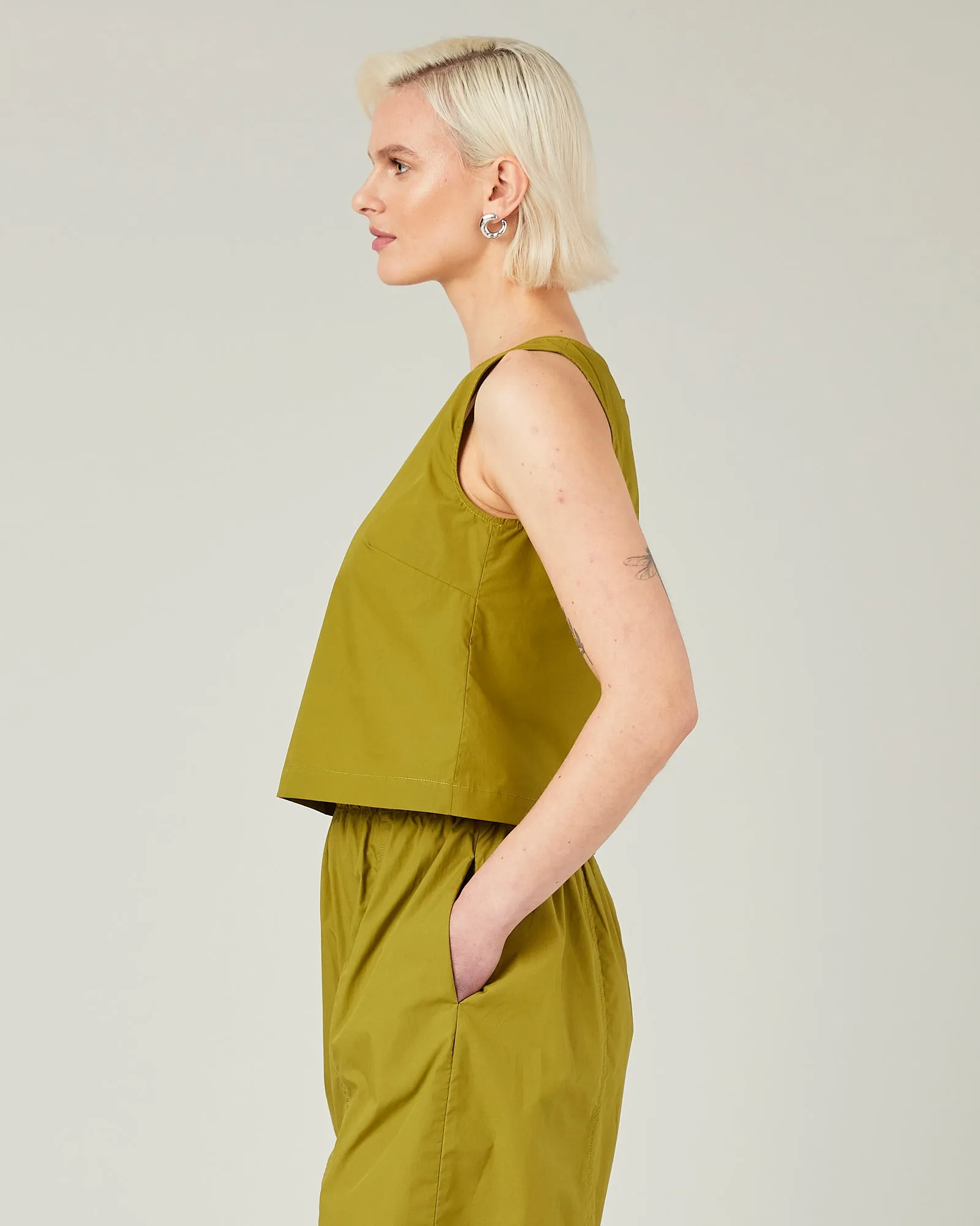 Esme Olive Cotton Poplin Top sold by Beyond Nine product image thumbnail 2