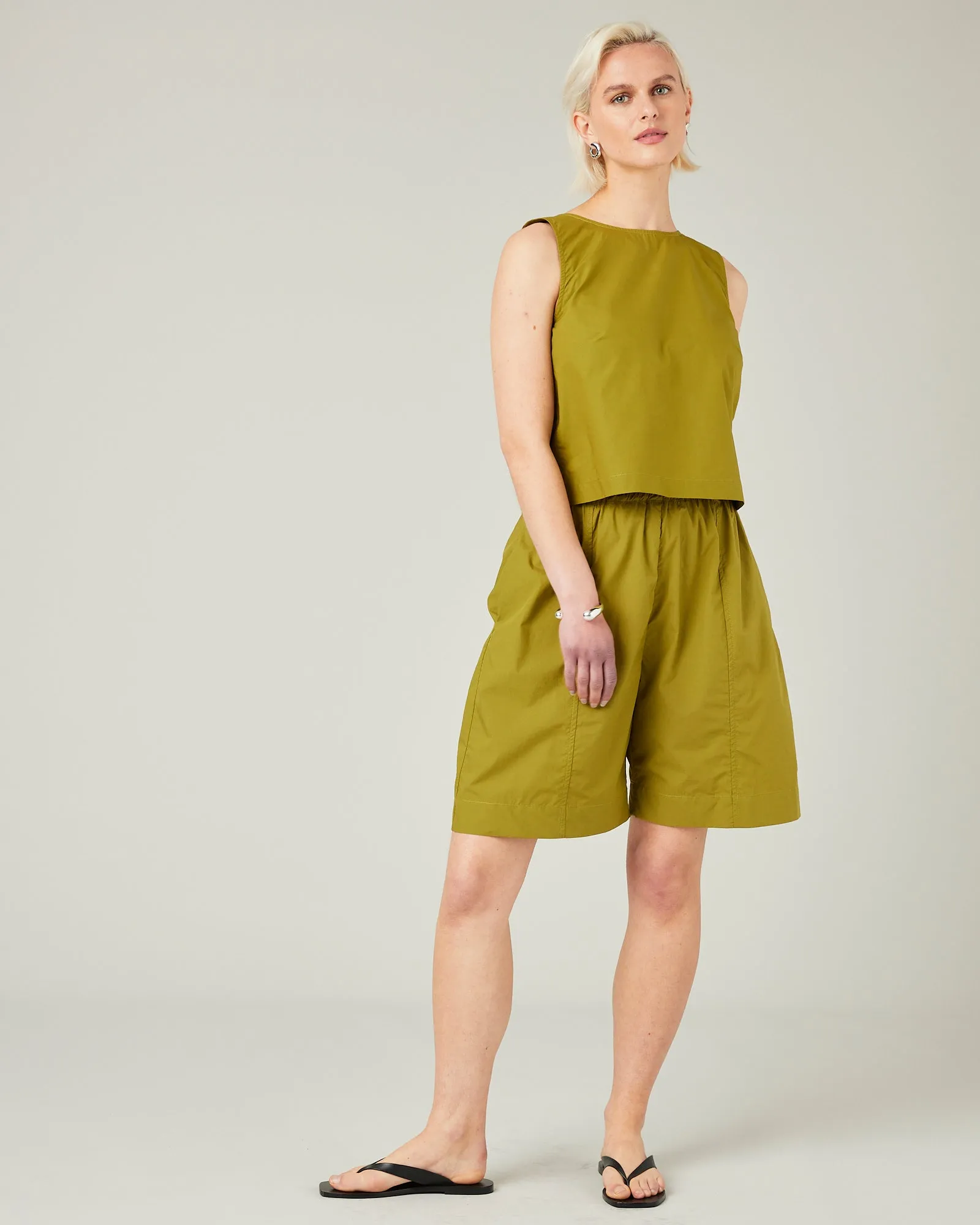 Esme Olive Cotton Poplin Top sold by Beyond Nine product image thumbnail 5