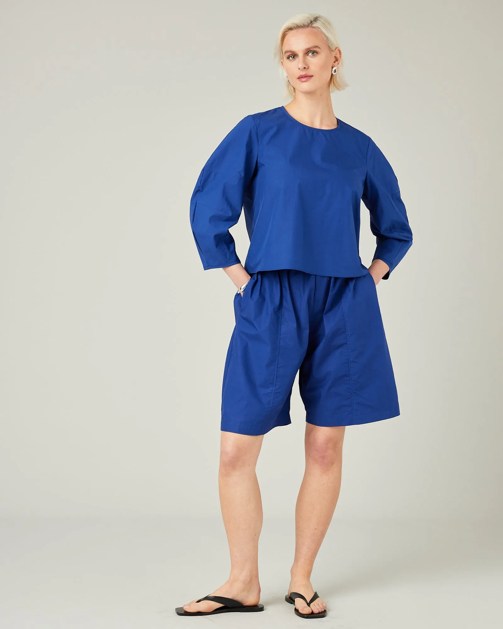 Lena Cobalt Cotton Poplin Top sold by Beyond Nine product image thumbnail 5