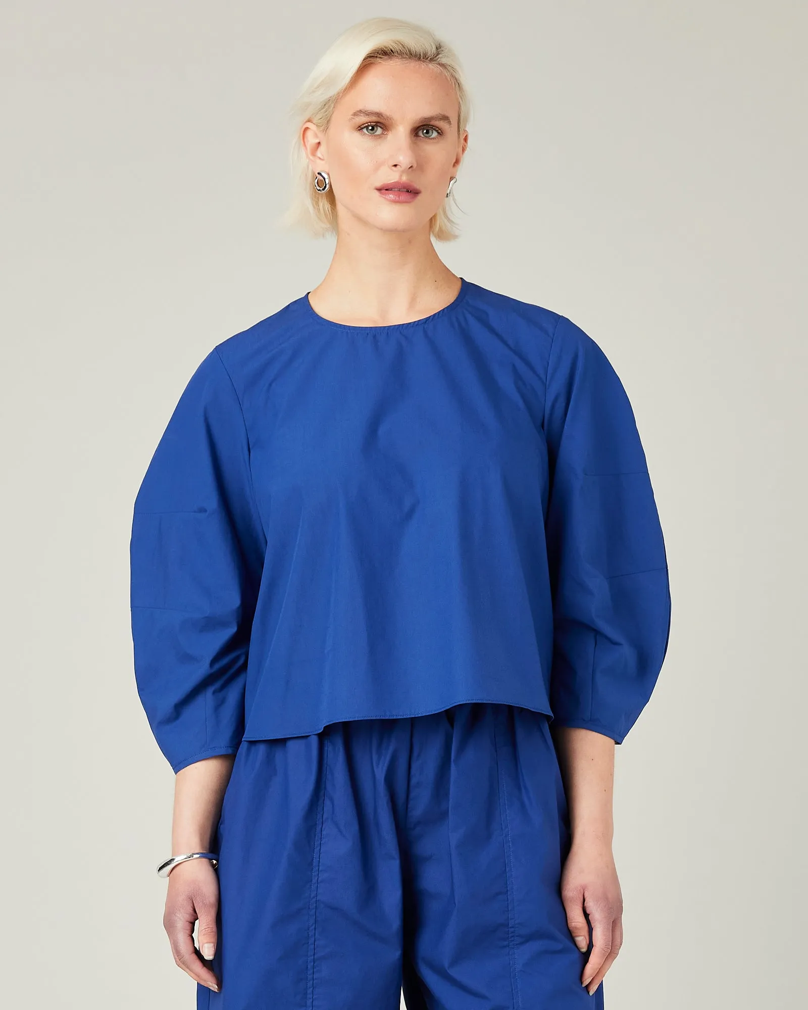 Lena Cobalt Cotton Poplin Top sold by Beyond Nine
