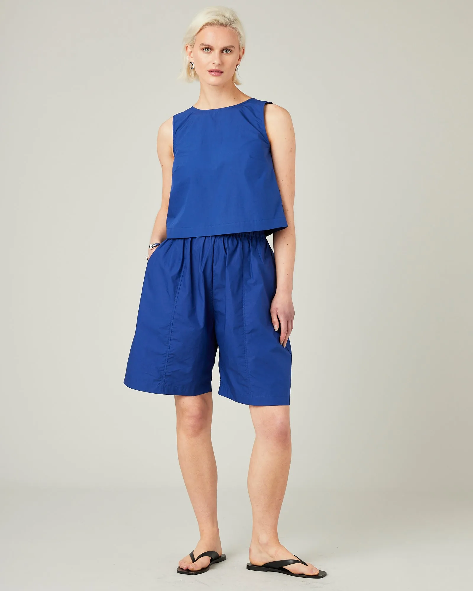 Liv Cobalt Cotton Poplin Shorts sold by Beyond Nine