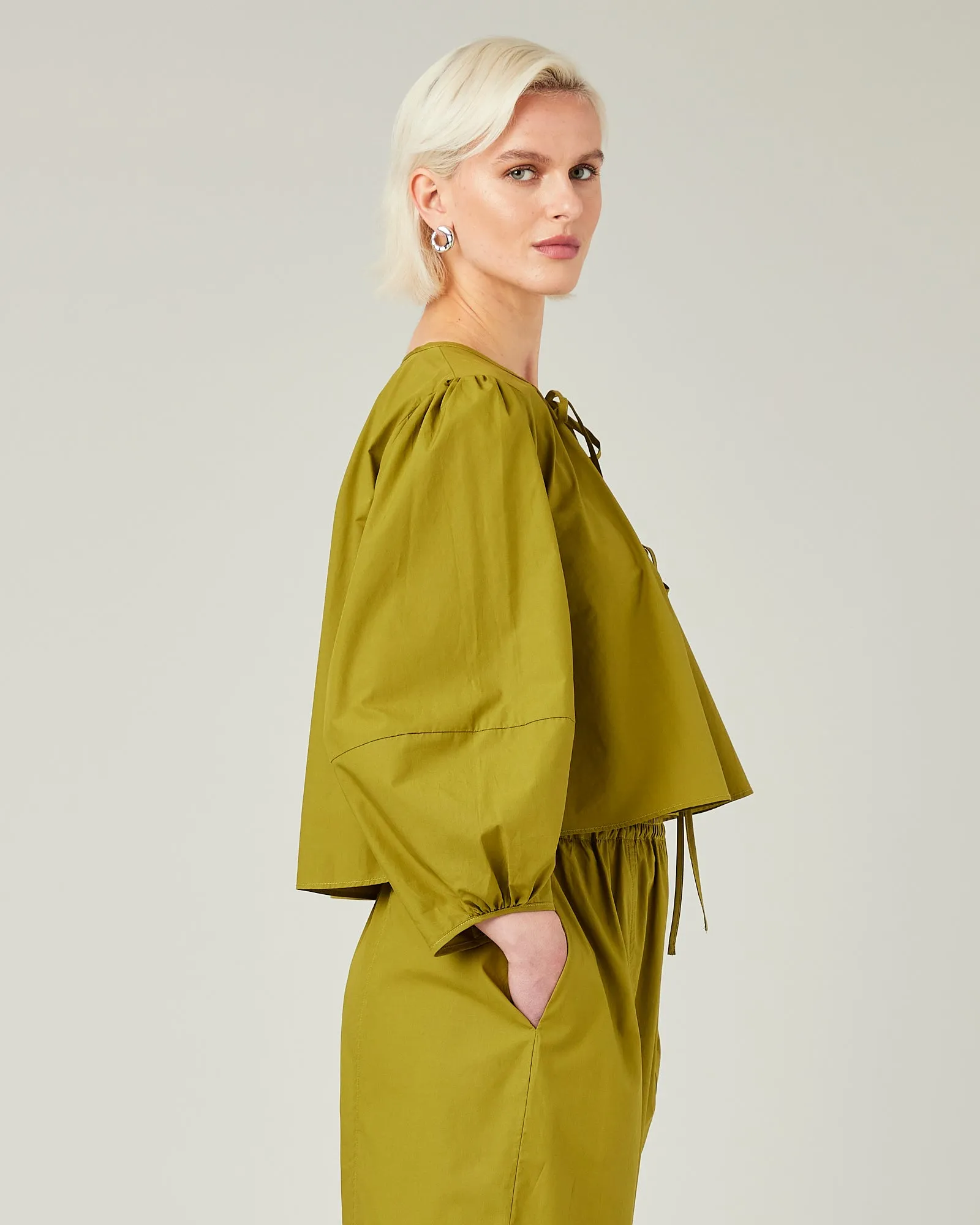 Fleur Olive Cotton Poplin Top sold by Beyond Nine product image thumbnail 4