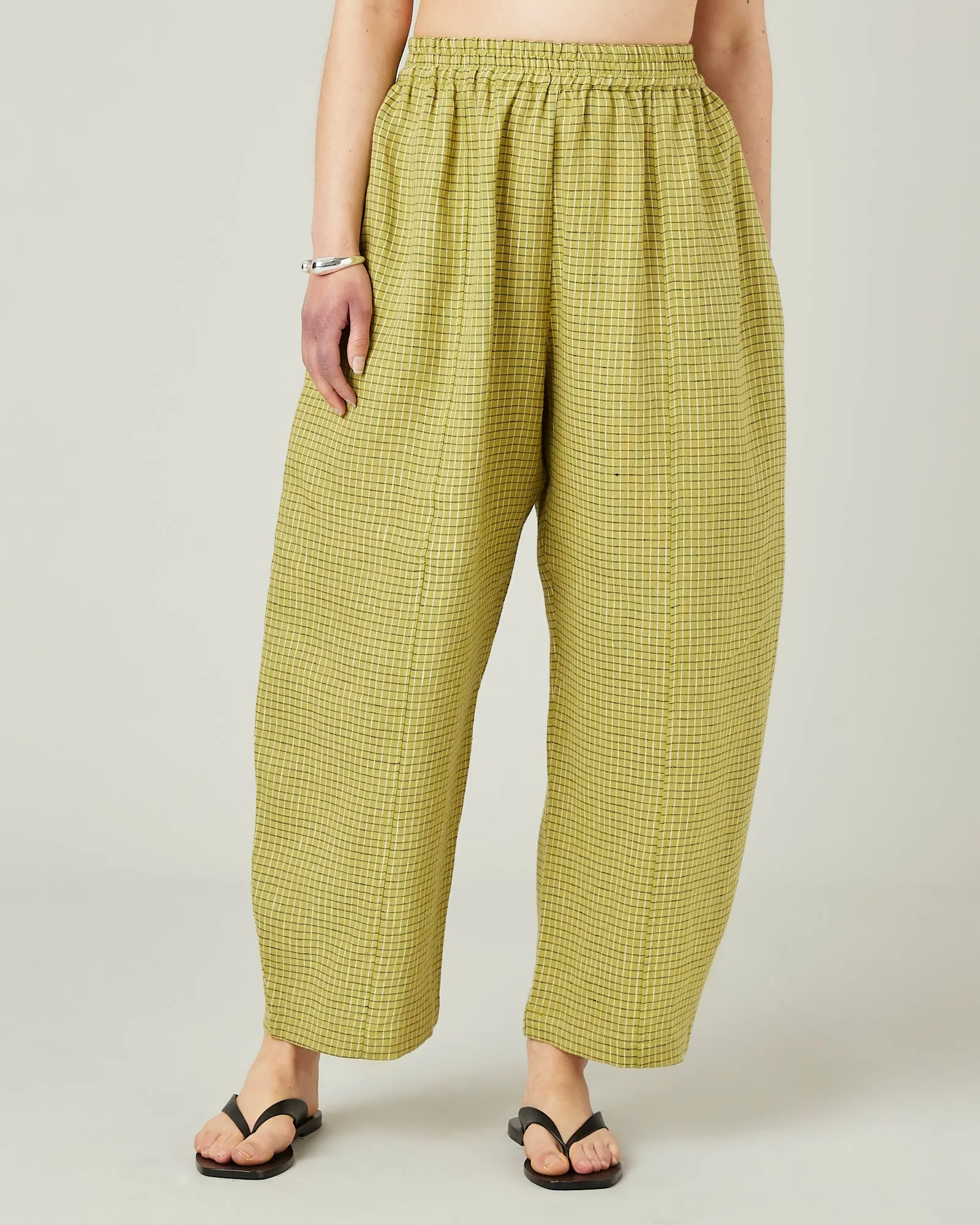 Mabel Green Mini Grid Linen Trousers sold by Beyond Nine product image thumbnail 2