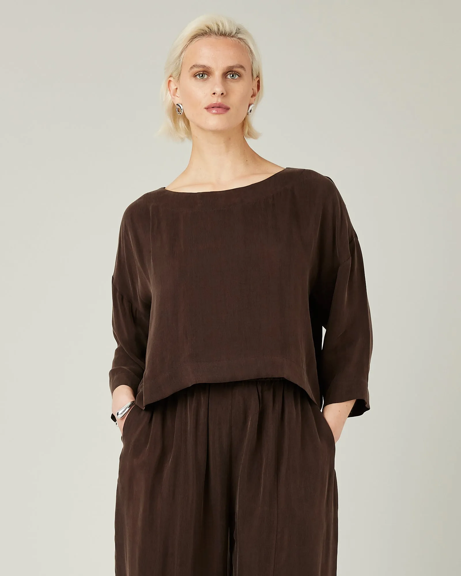 Lily Espresso Cupro Top sold by Beyond Nine