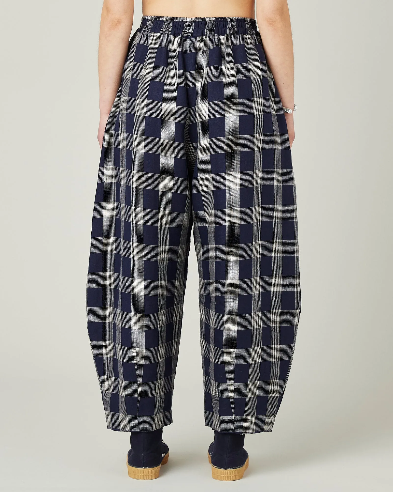 Daisy Navy Plaid Linen Trousers sold by Beyond Nine product image thumbnail 4