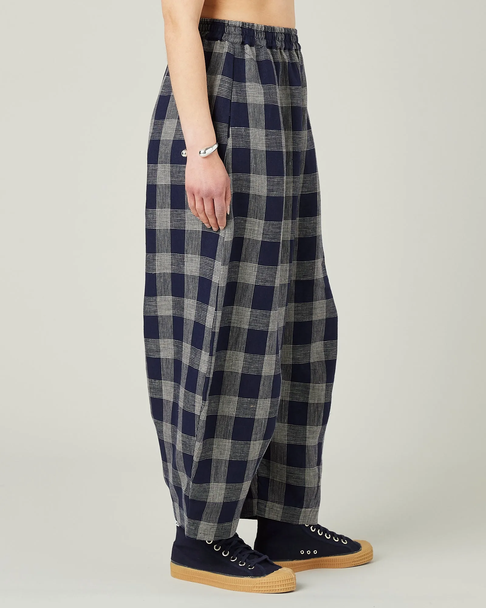 Daisy Navy Plaid Linen Trousers sold by Beyond Nine product image thumbnail 5