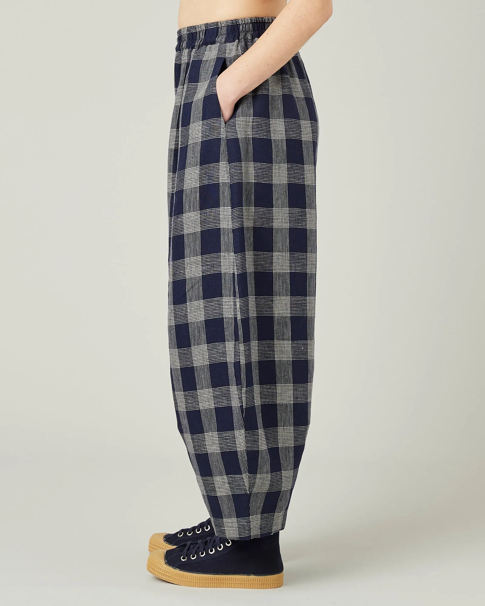Daisy Navy Plaid Linen Trousers sold by Beyond Nine product image thumbnail 3