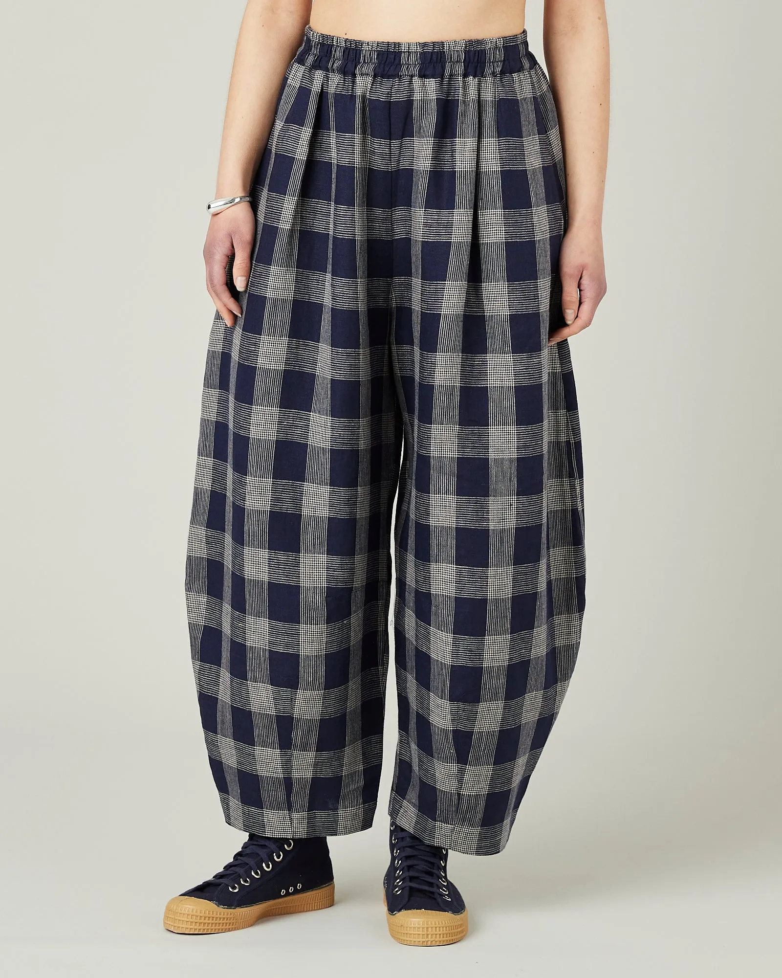 Daisy Navy Plaid Linen Trousers sold by Beyond Nine product image thumbnail 2