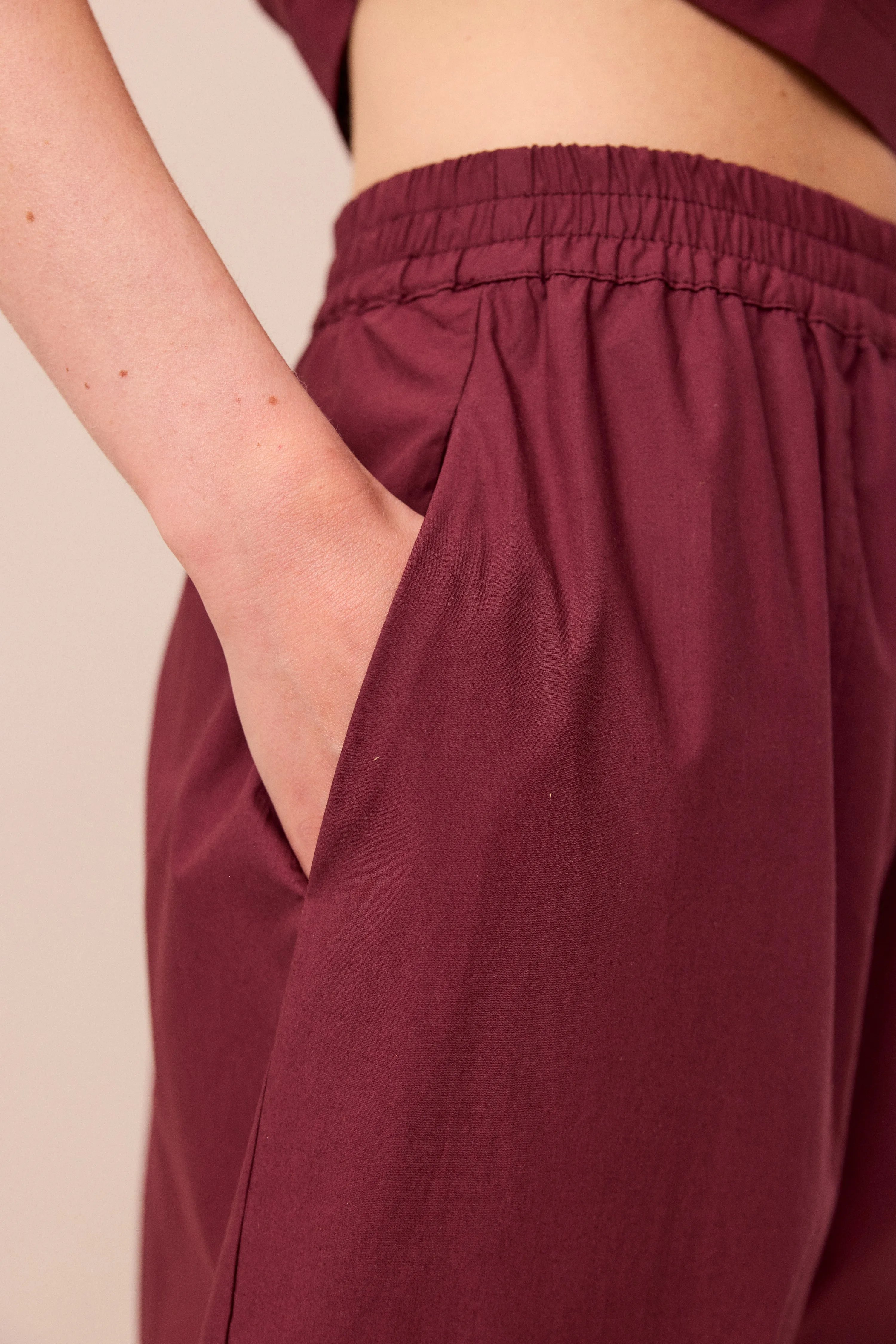 Mabel Bordeaux Cotton Poplin Trousers sold by Beyond Nine product image thumbnail 3