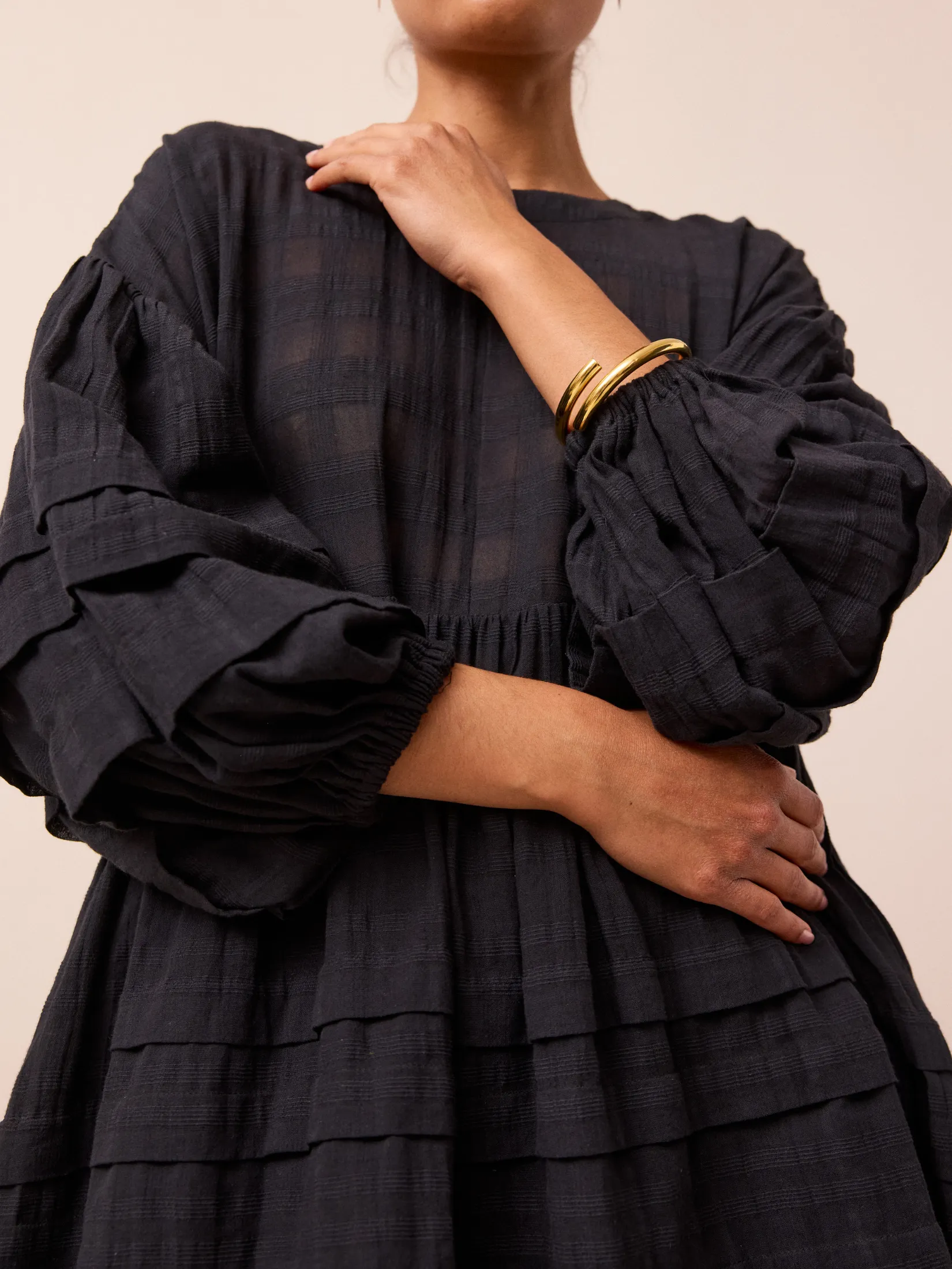 Nina Black Cotton Gauze Smock Dress sold by Beyond Nine product image thumbnail 3