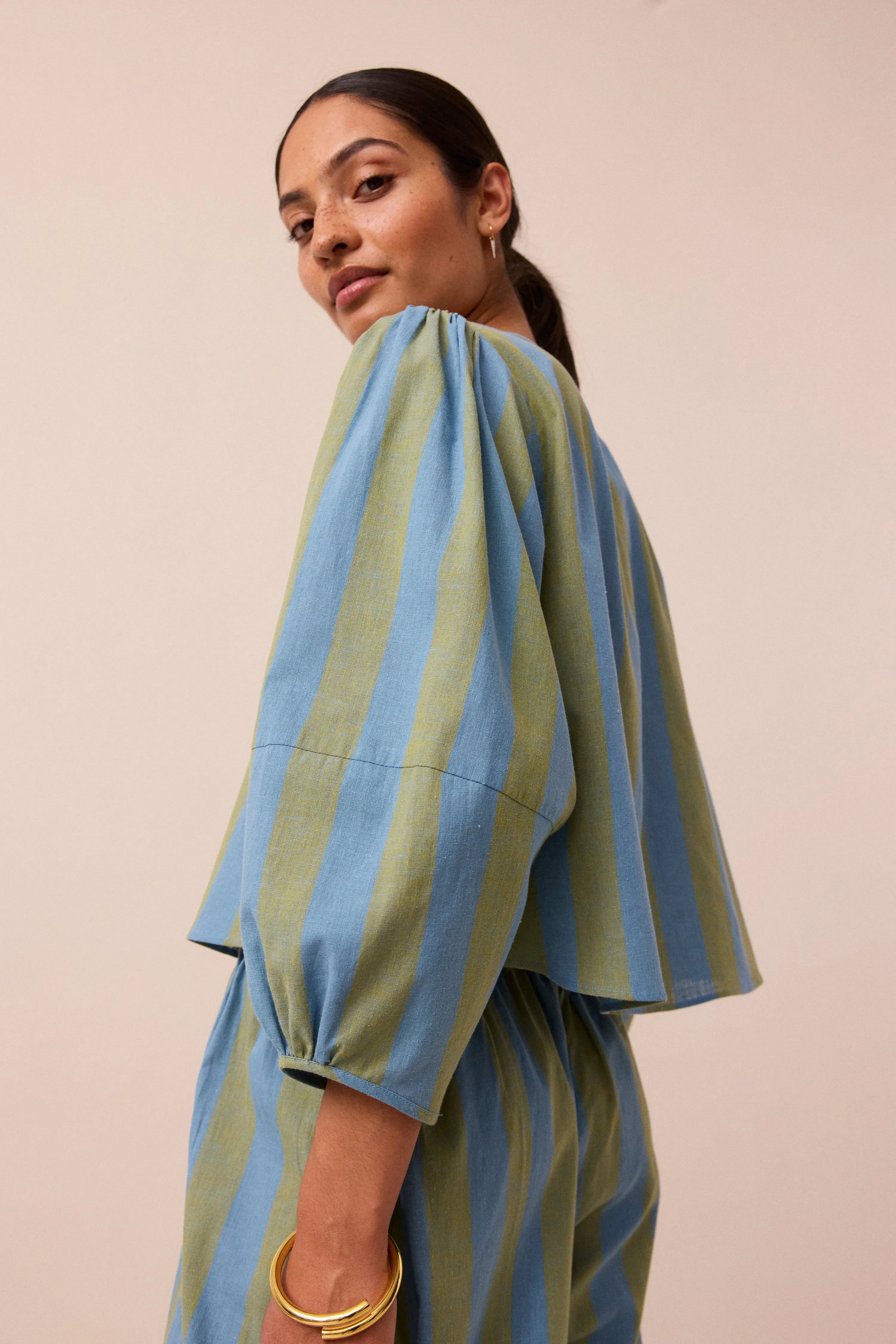 Fleur Willow Stripe Cotton Linen Top sold by Beyond Nine product image thumbnail 3