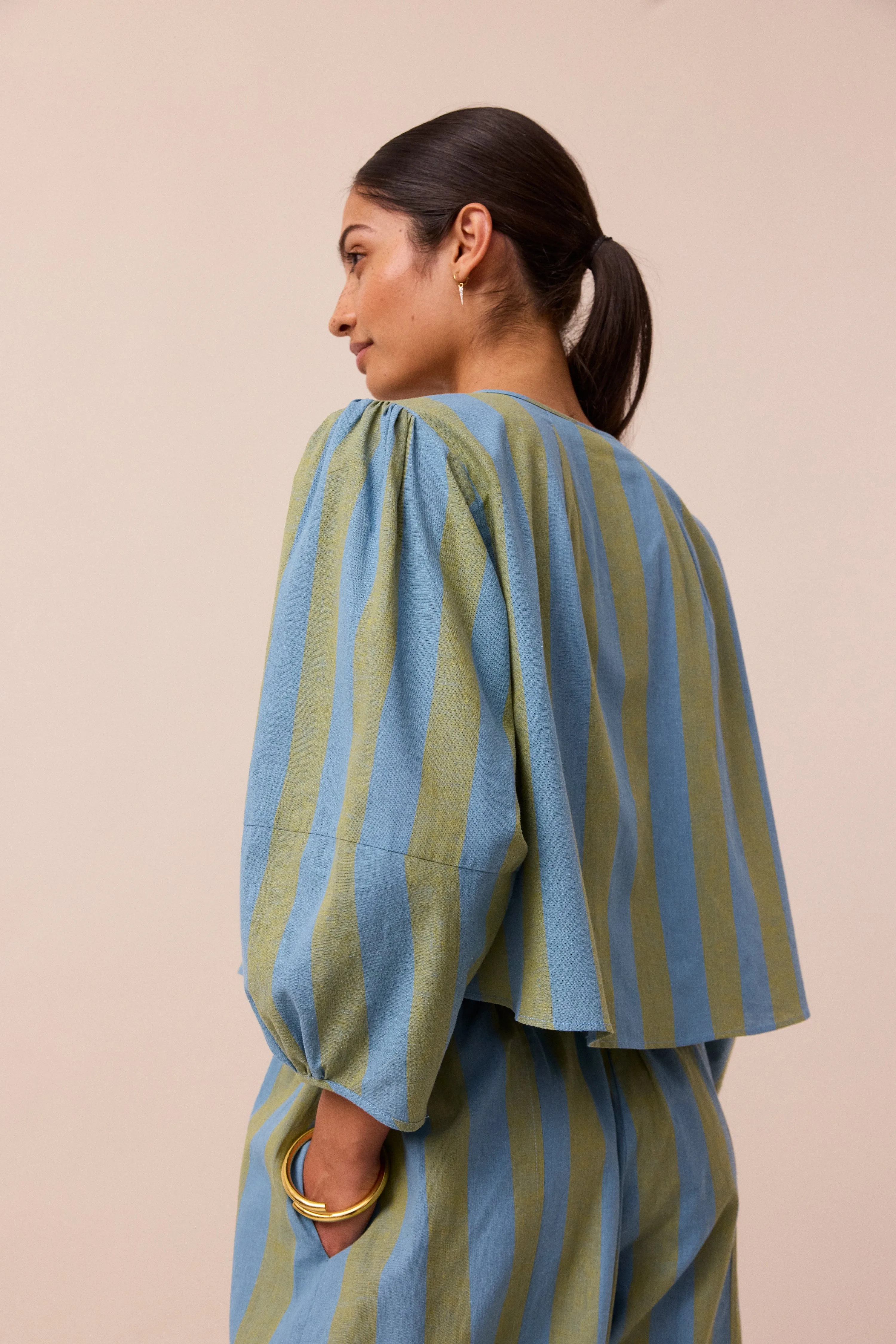 Fleur Willow Stripe Cotton Linen Top sold by Beyond Nine product image thumbnail 5