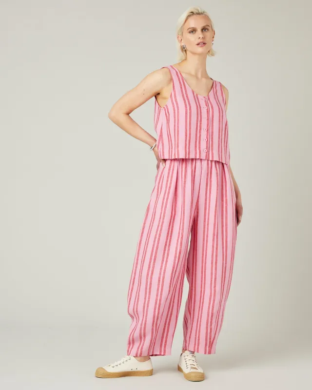 Daisy Blossom Stripe Linen Trousers sold by Beyond Nine