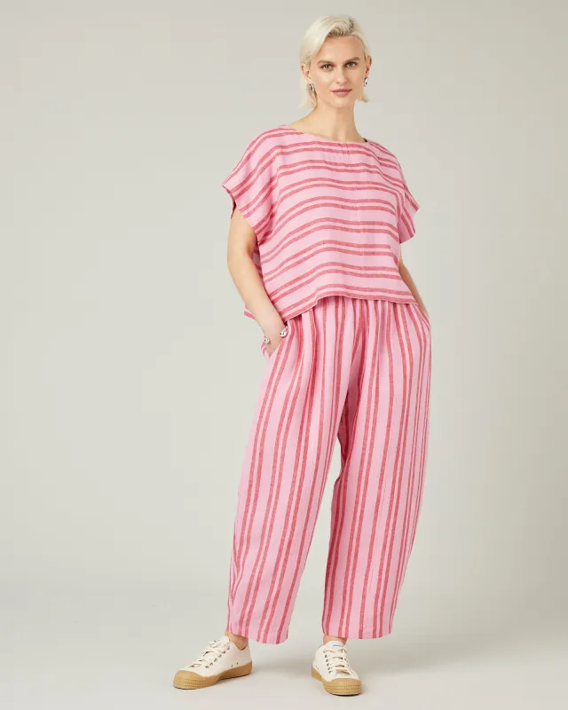 Mabel Blossom Stripe Linen Trousers sold by Beyond Nine