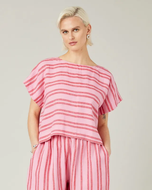 Polly Blossom Stripe Linen Top sold by Beyond Nine