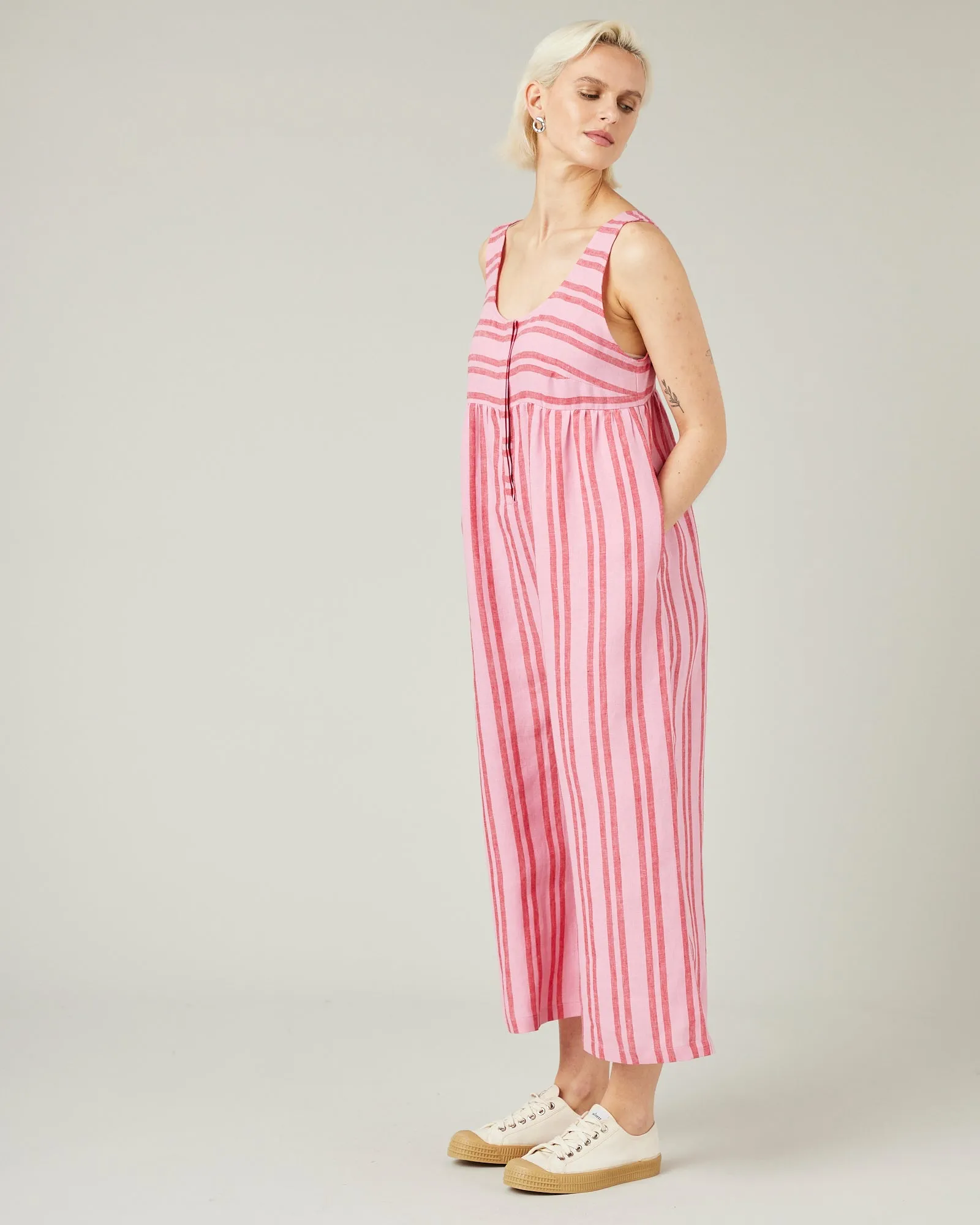 Savannah Blossom Stripe Linen Jumpsuit sold by Beyond Nine product image thumbnail 2