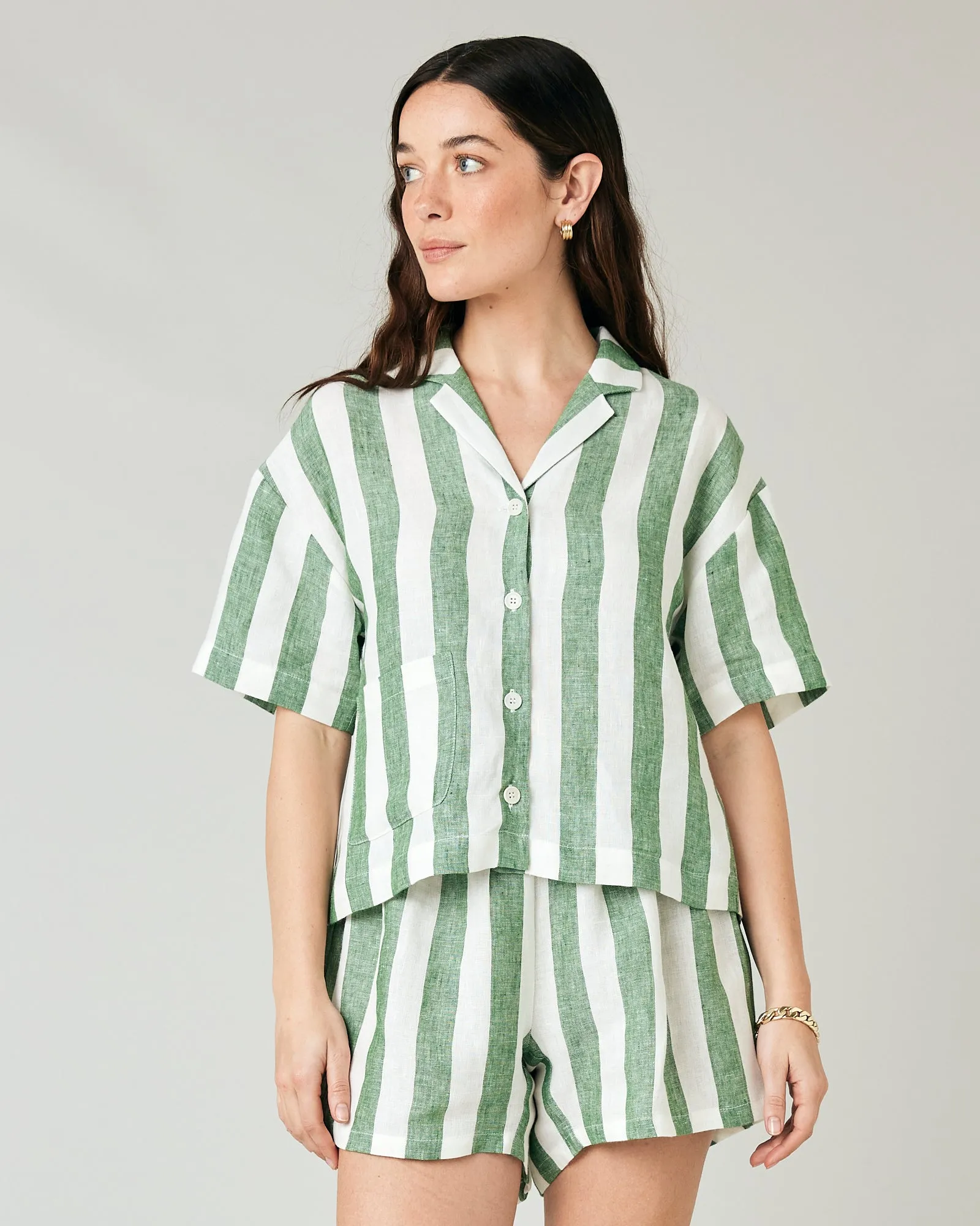 Wear Anywhere Clover Stripe Linen Top sold by Beyond Nine