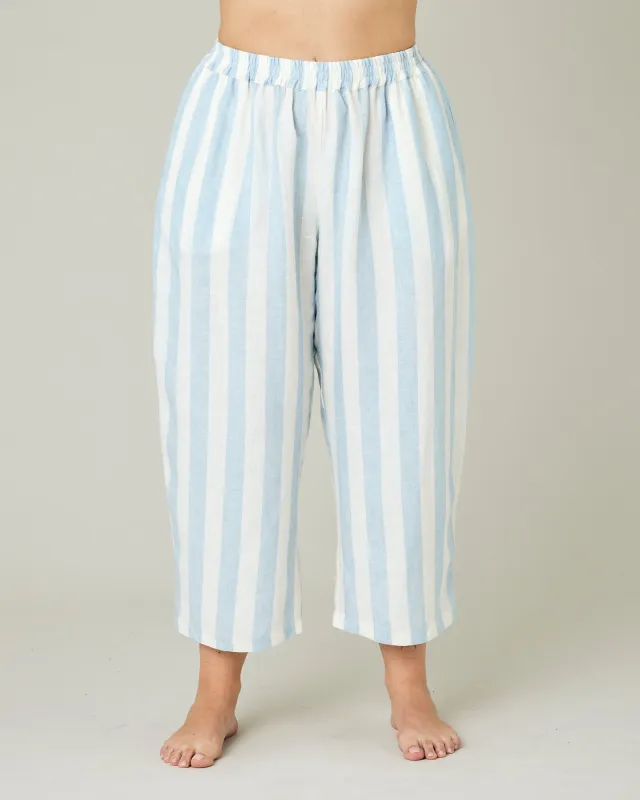 Wear Anywhere Sky Blue Stripe Linen Trousers sold by Beyond Nine