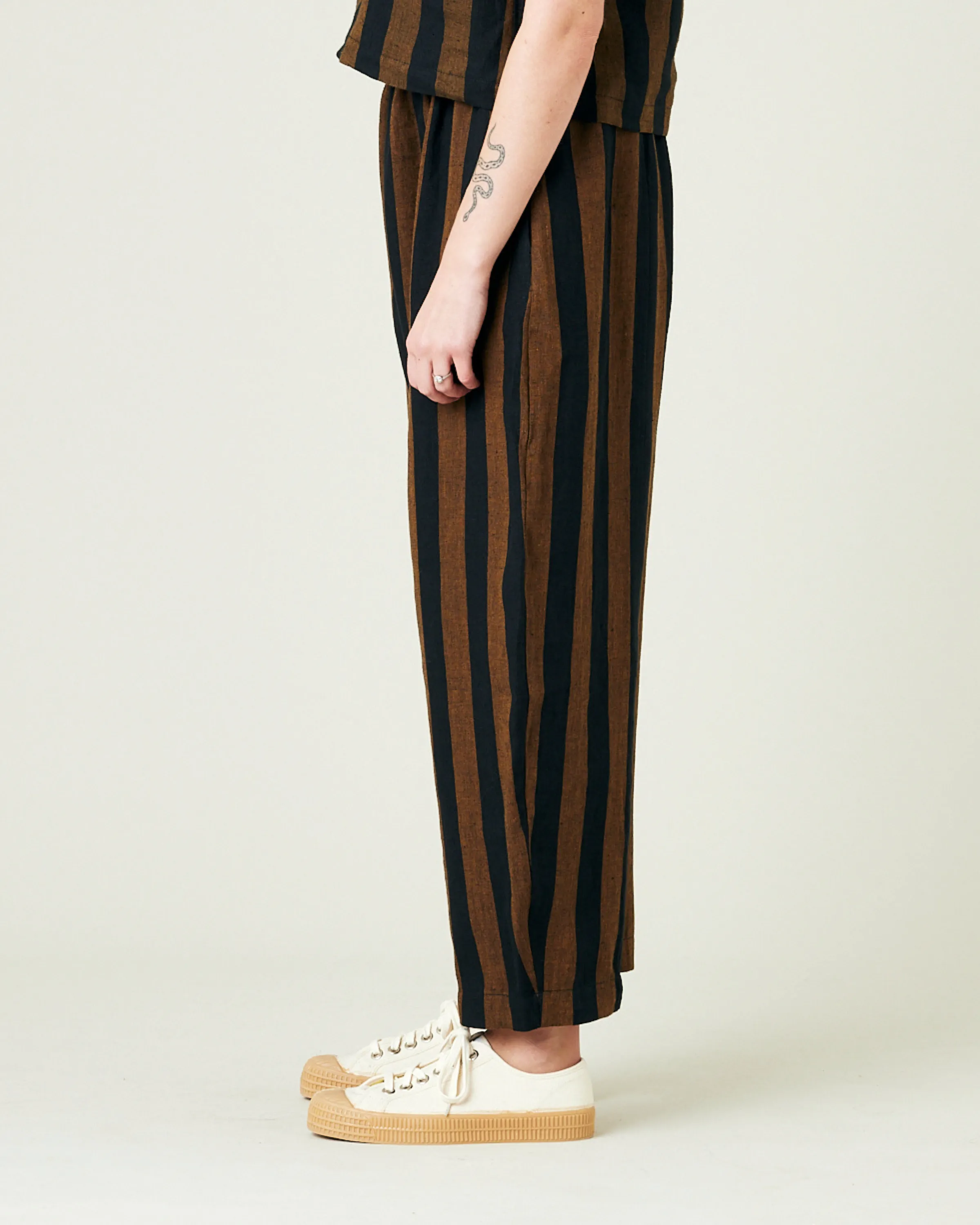 Longer Length Mabel Rust Stripe Linen Trousers sold by Beyond Nine product image thumbnail 2