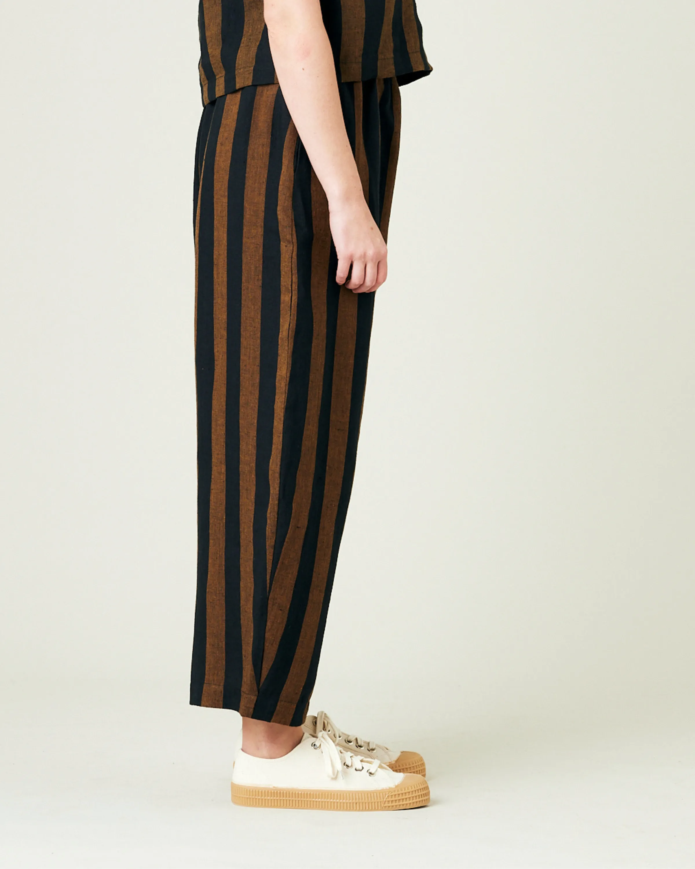 Longer Length Mabel Rust Stripe Linen Trousers sold by Beyond Nine product image thumbnail 3
