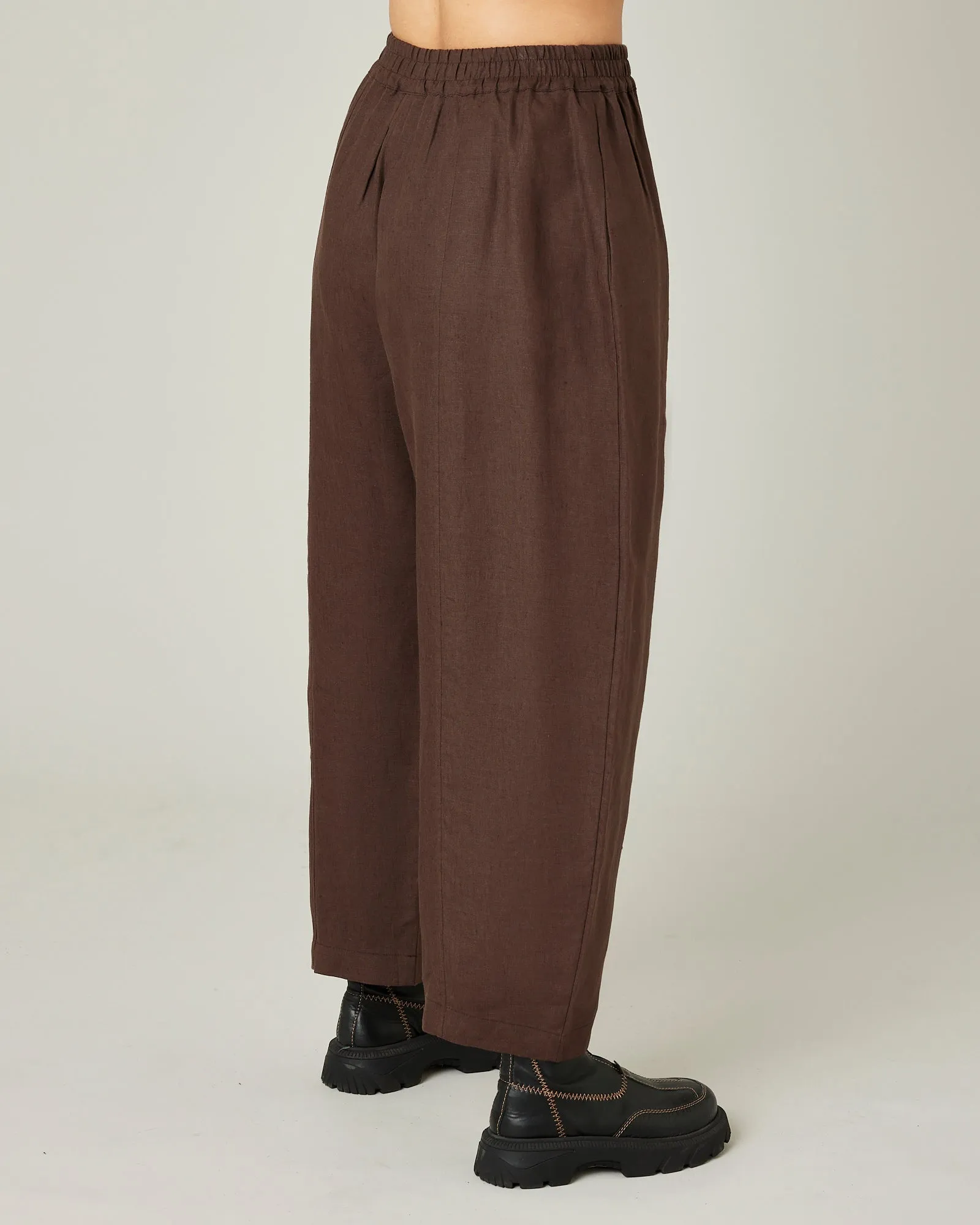 Longer Length Mabel Chocolate Linen Trousers sold by Beyond Nine product image thumbnail 4