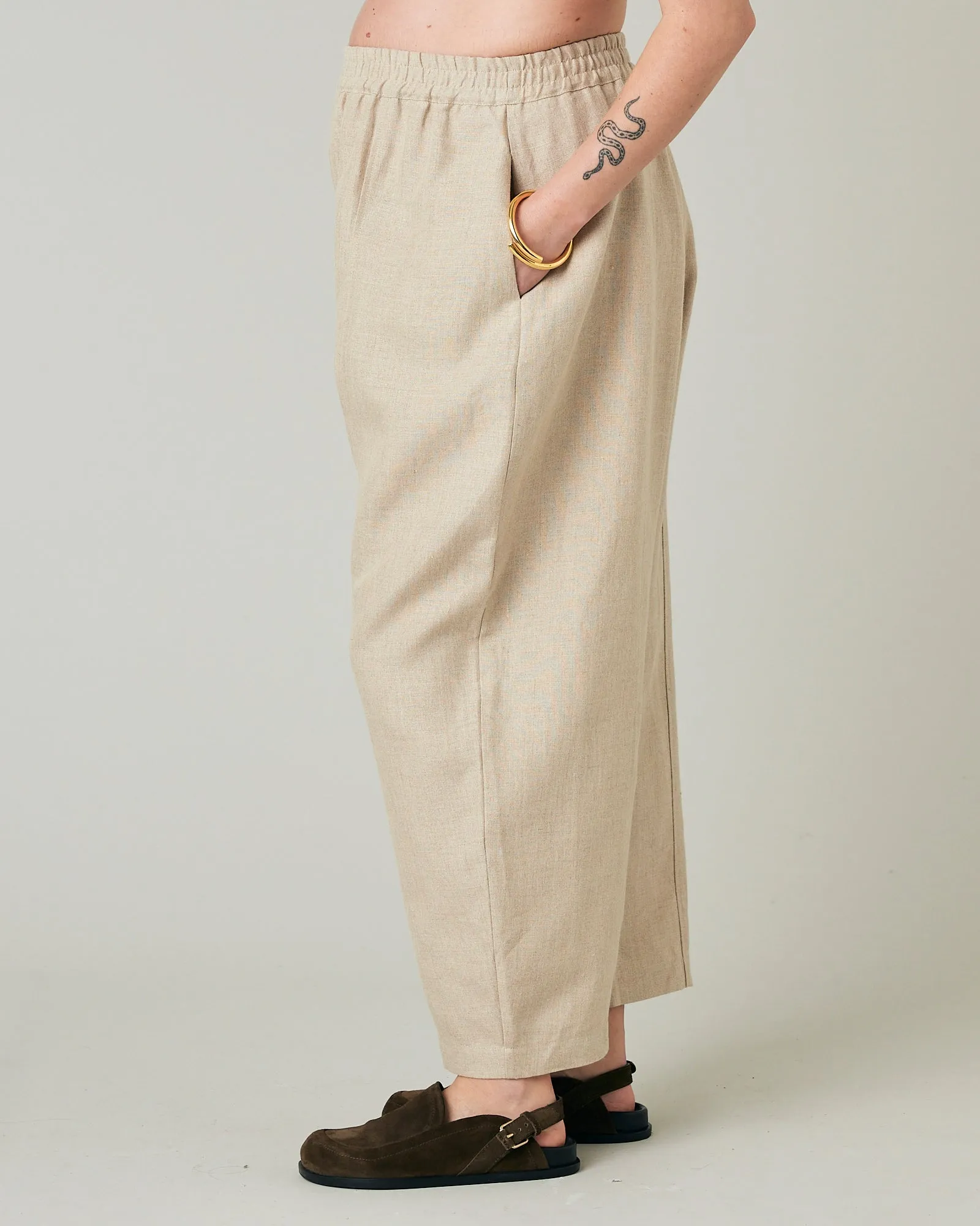 Longer Length Mabel Oat Linen Trousers sold by Beyond Nine product image thumbnail 2