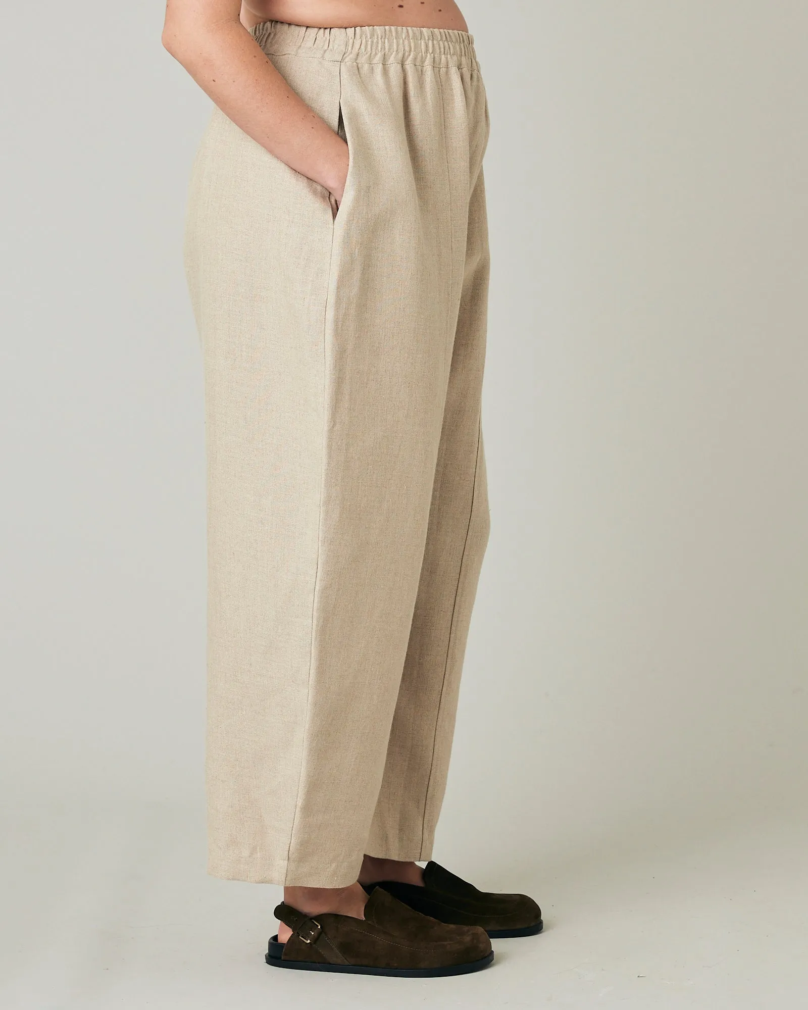 Longer Length Mabel Oat Linen Trousers sold by Beyond Nine product image thumbnail 4